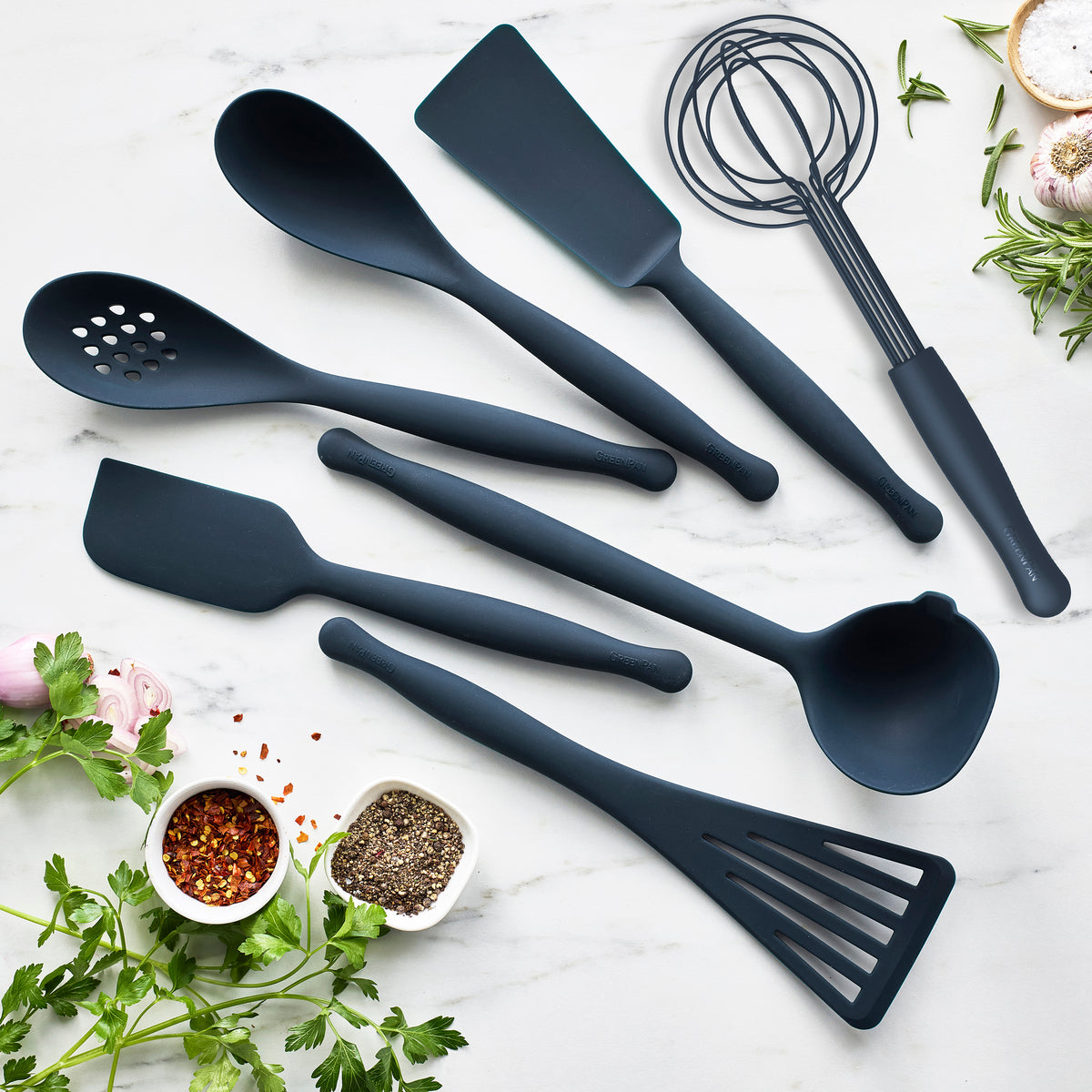 Premiere Silicone 8-Piece Utensil and Crock Set | Oxford Blue - Image 3