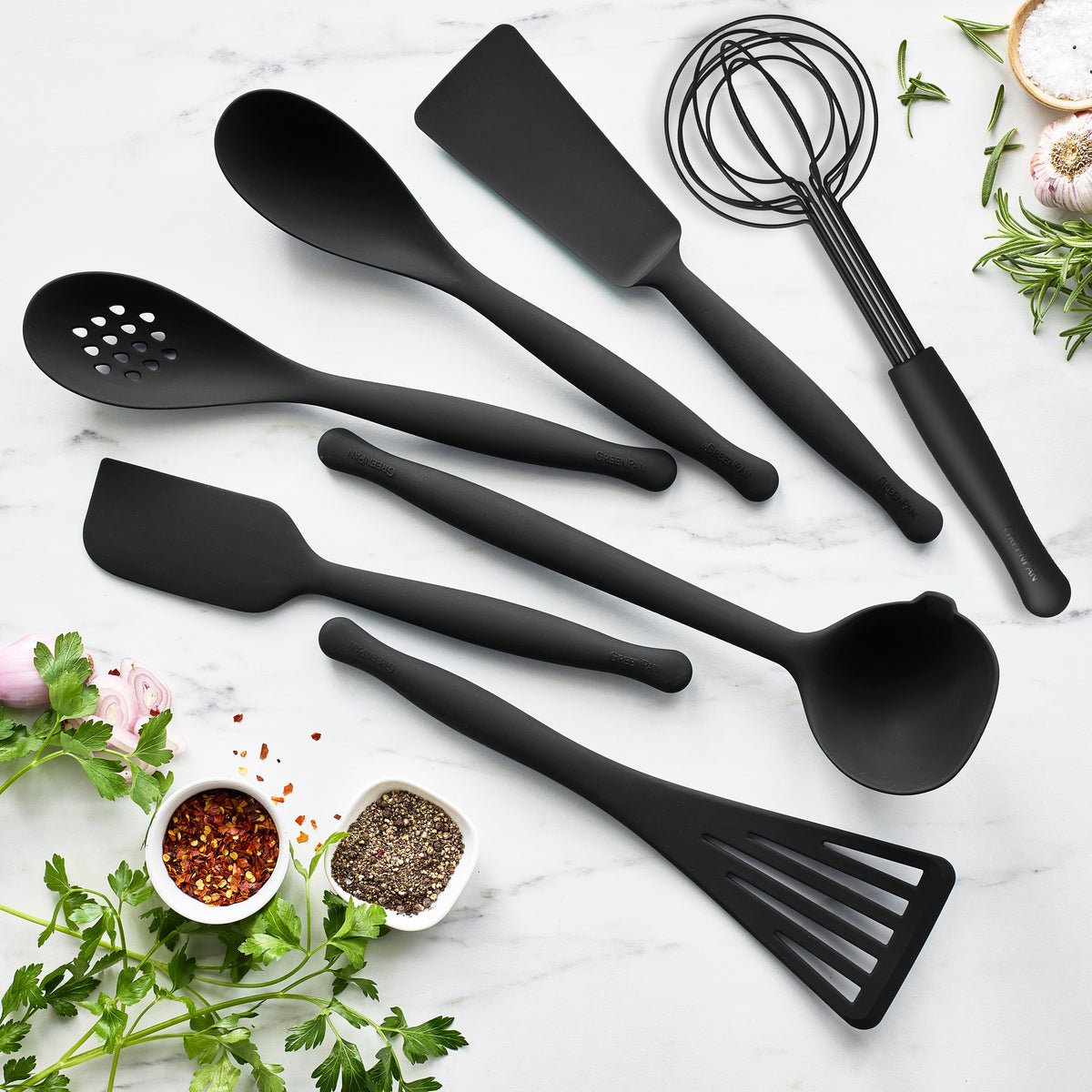 Premiere Silicone 8-Piece Utensil and Crock Set | Black - Image 4