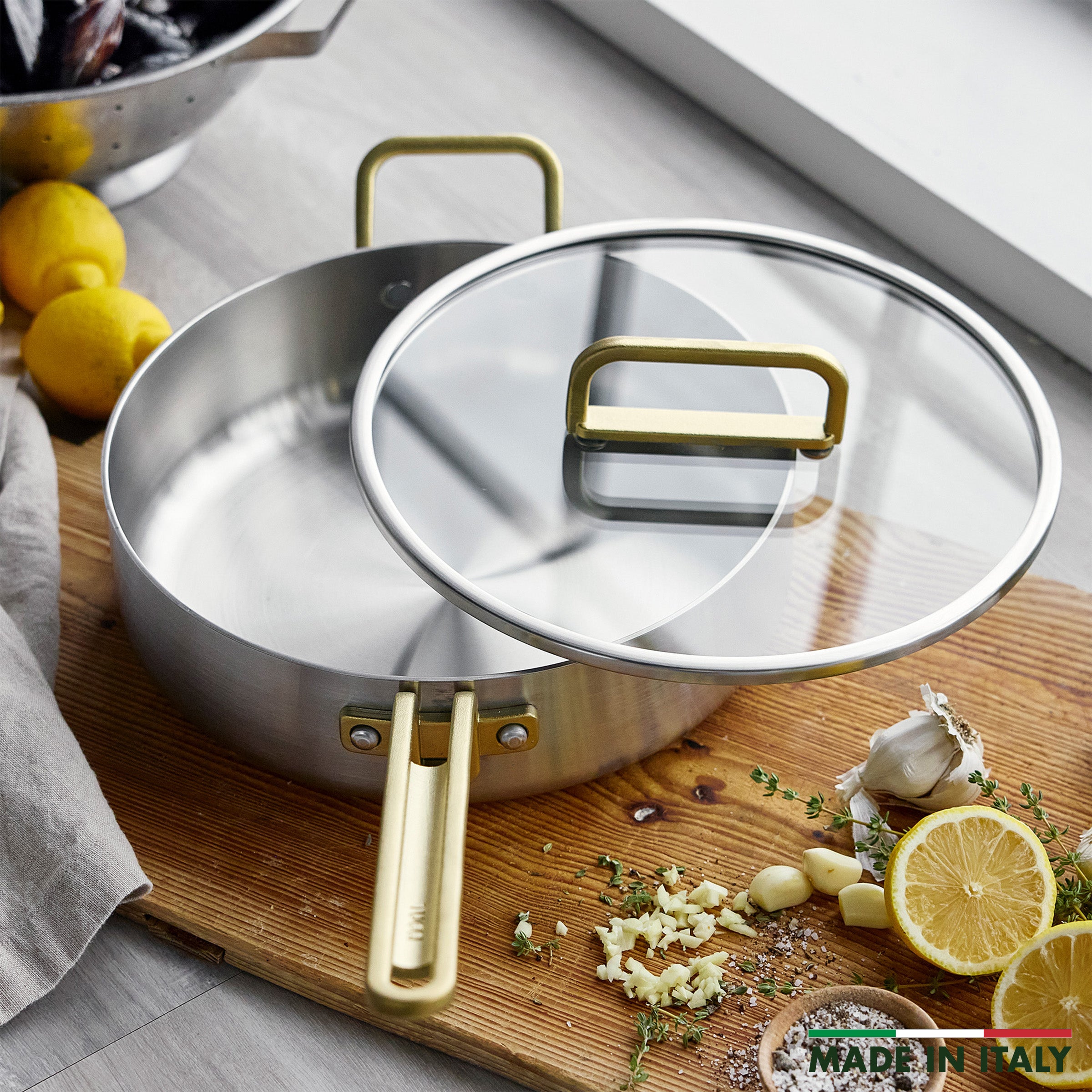Stanley Tucci™ Uncoated Stainless Steel 4-Quart Sauté Pan with Lid - Image 3