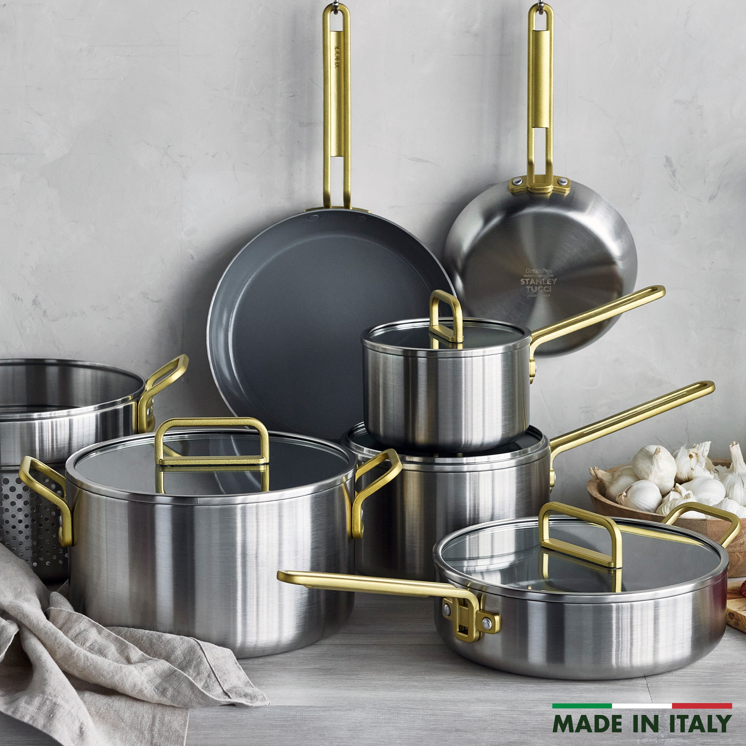 Stanley Tucci™ Mixed Material Stainless Steel 11-Piece Cookware Set - Image 3