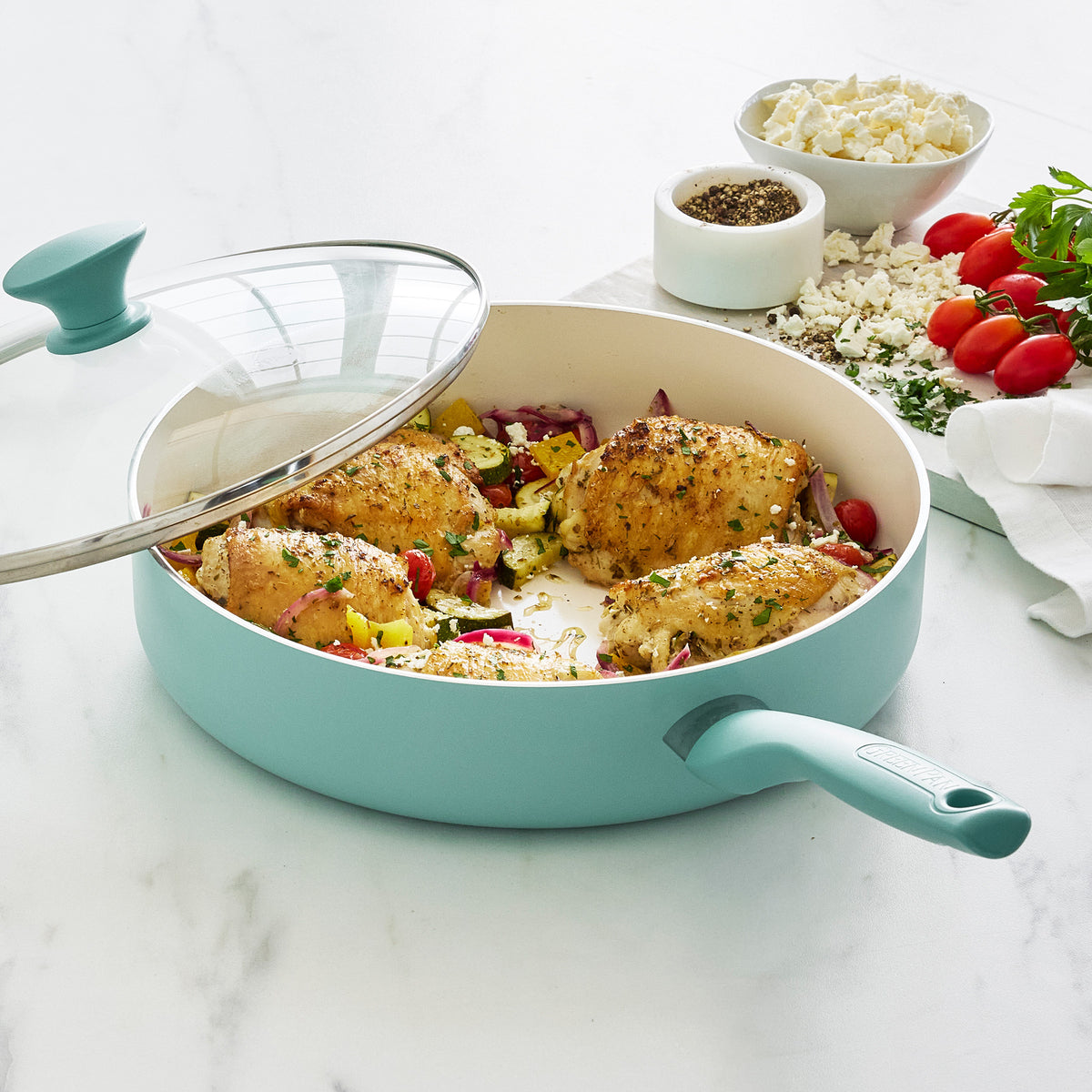 Rio Ceramic Nonstick 10-Piece Cookware Set | Turquoise - Image 4