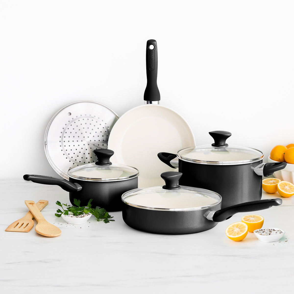 Rio Ceramic Nonstick 10-Piece Cookware Set | Black - Image 2