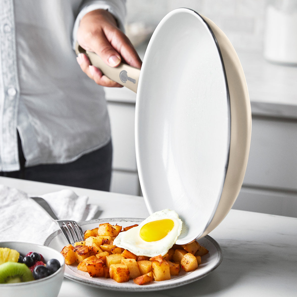 Dover Ceramic Nonstick 8 and 10 Frypan Set | Taupe - Image 3