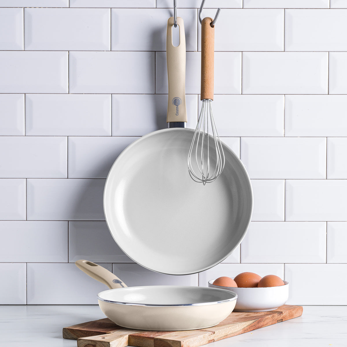 Dover Ceramic Nonstick 8 and 10 Frypan Set | Taupe - Image 2