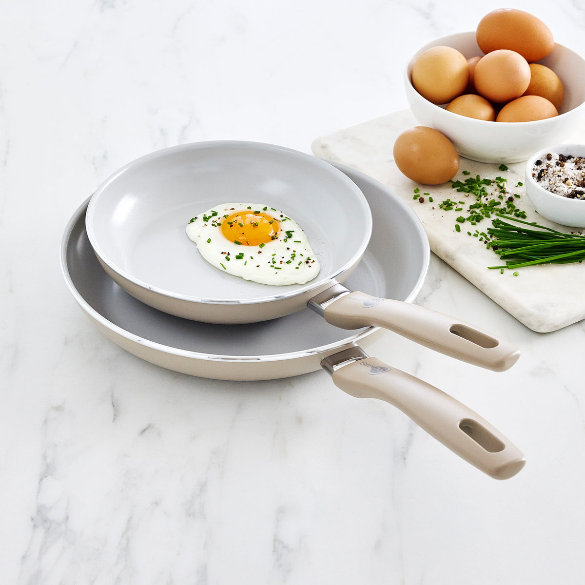 Dover Ceramic Nonstick 8 and 10 Frypan Set | Taupe - Image 6