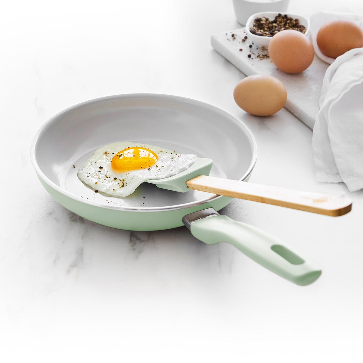 Dover Ceramic Nonstick 8 Frypan with Spatula | Pastel Green - Image 2