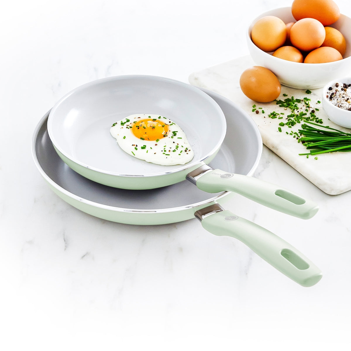 Dover Ceramic Nonstick 8 and 10 Frypan Set | Pastel Green - Image 5