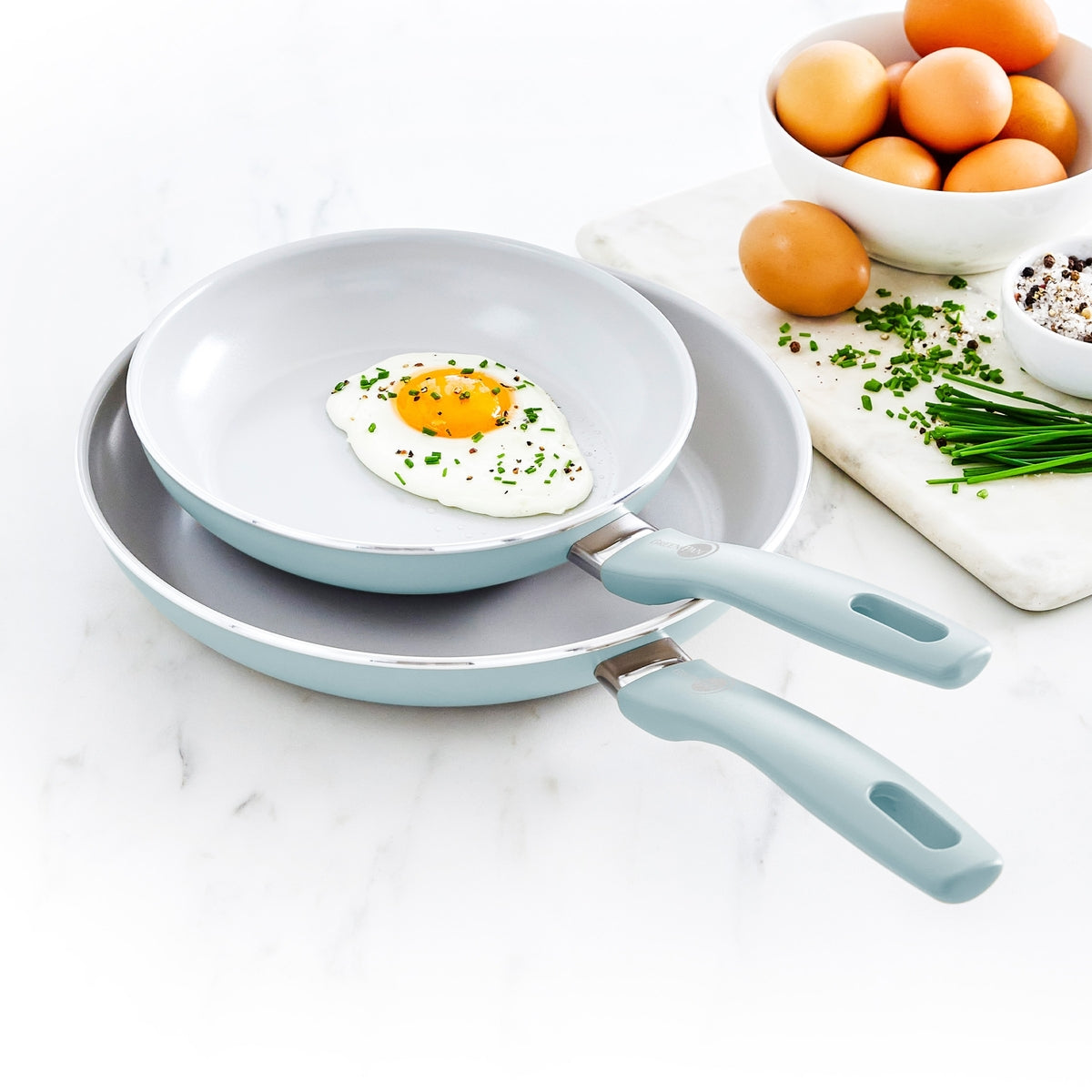 Dover Ceramic Nonstick 8 and 10 Frypan Set | Blue Haze - Image 5