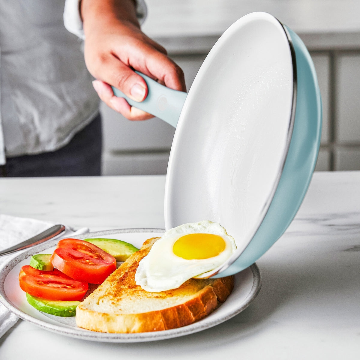 Dover Ceramic Nonstick 8 and 10 Frypan Set | Blue Haze - Image 4