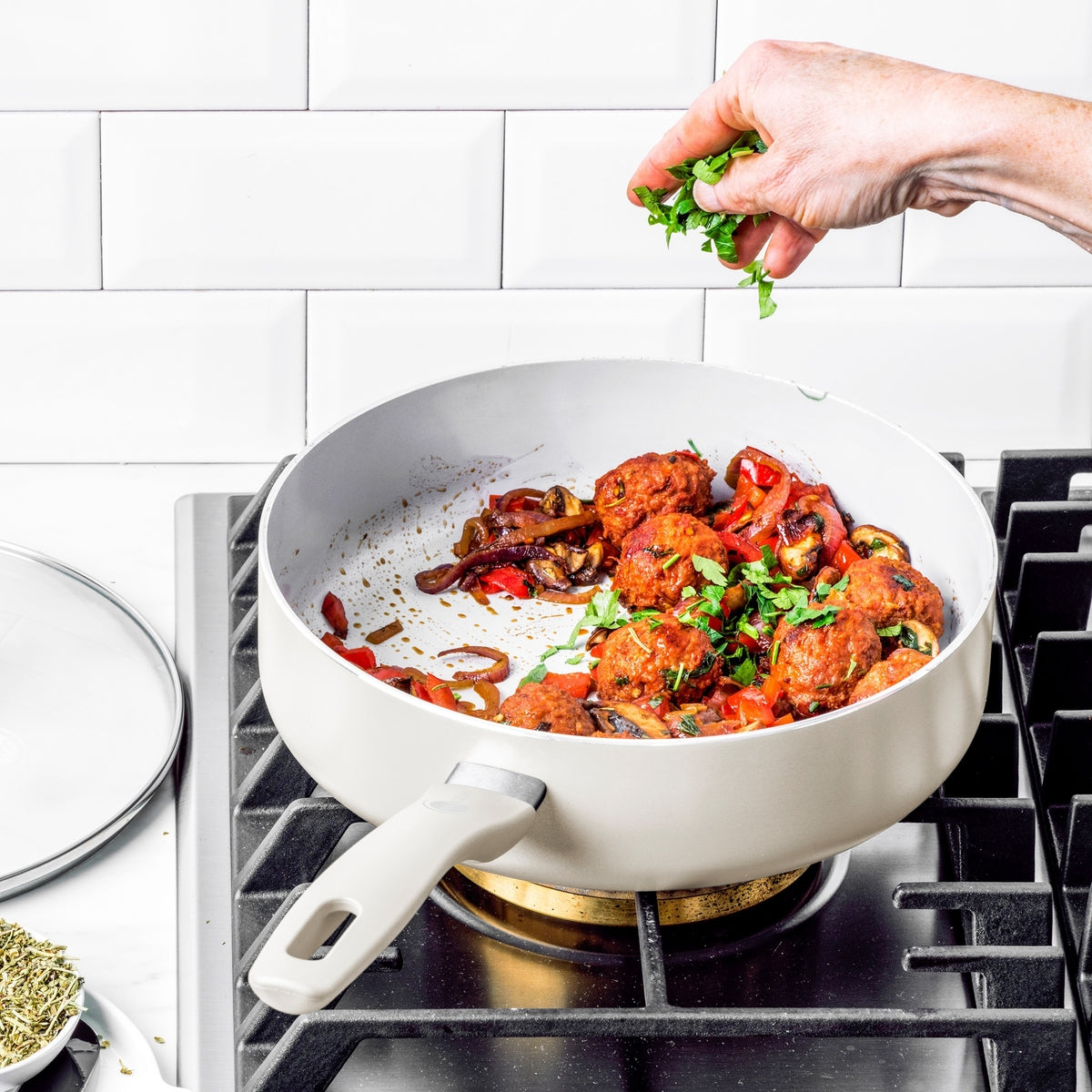 Dover Ceramic Nonstick 12-Piece Cookware Set | Cream White - Image 5