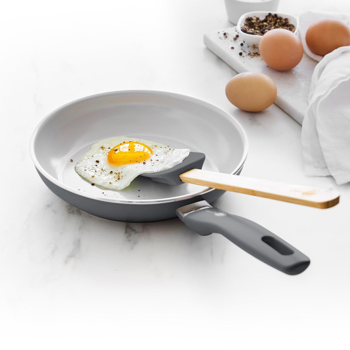 Dover Ceramic Nonstick 8 Frypan with Spatula | Charcoal Gray - Image 2
