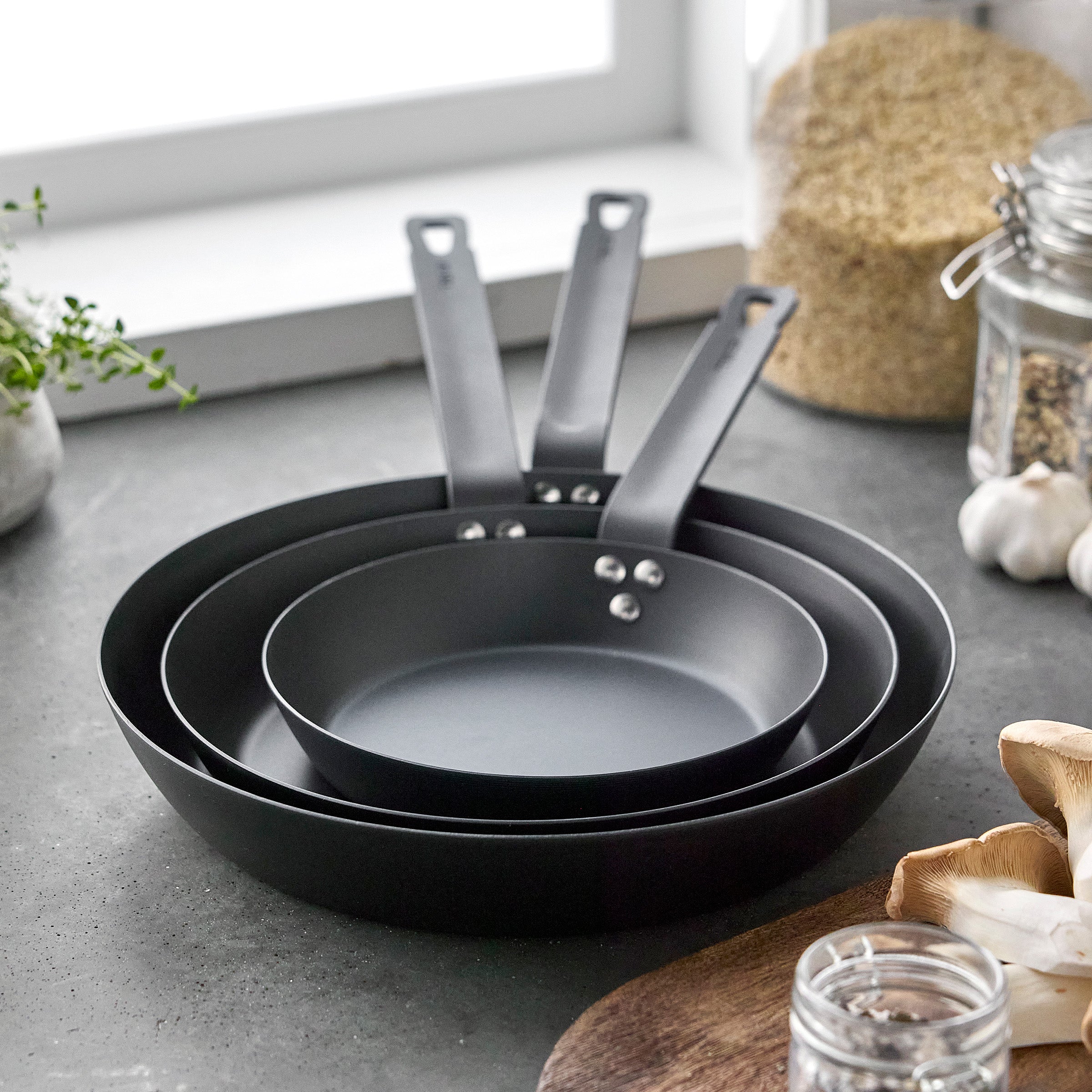 Bobby Flay by GreenPan 8. 10 and 12 Carbon Steel Frypan Set - Image 4