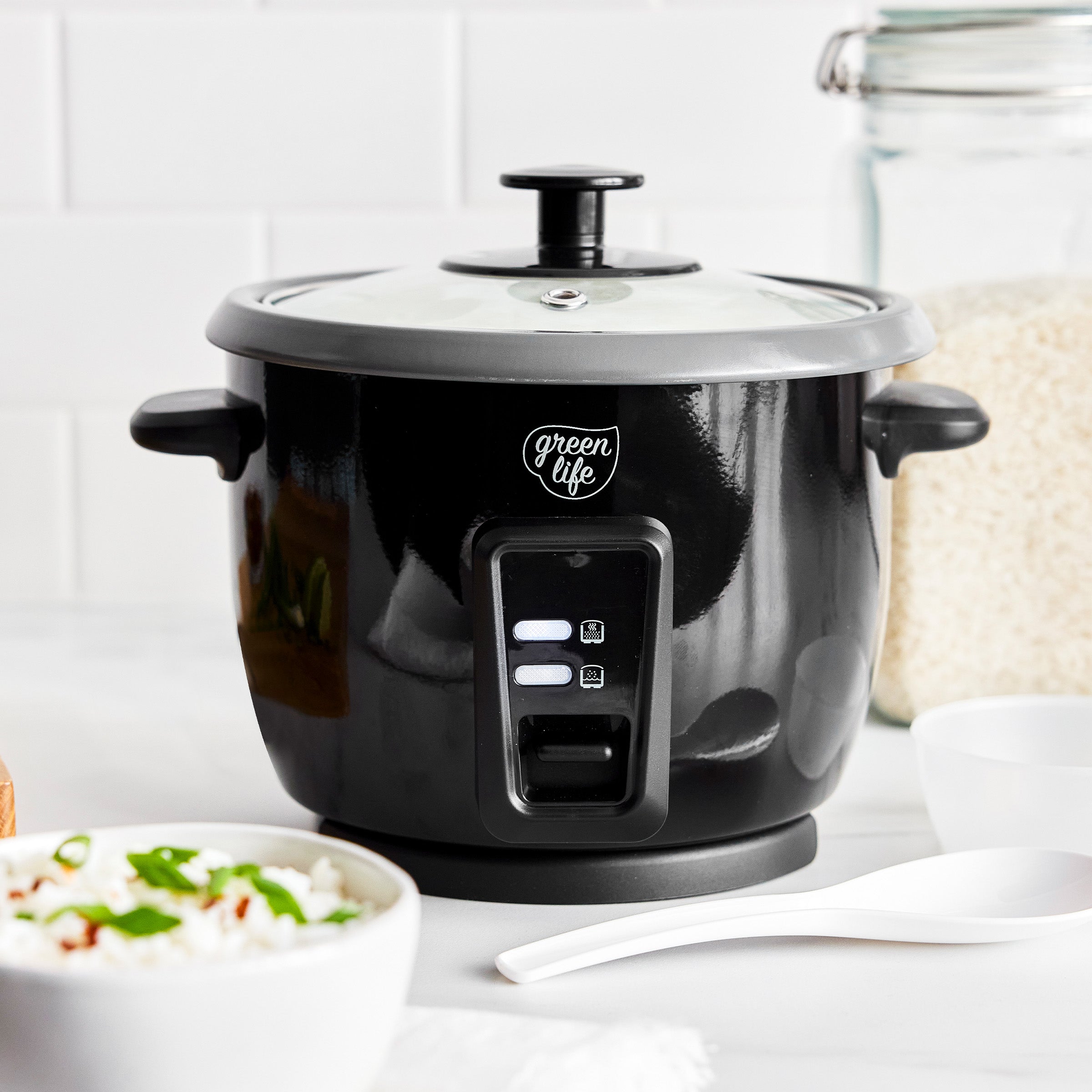 GreenLife 6-Cup Rice Cooker | Black - Image 2