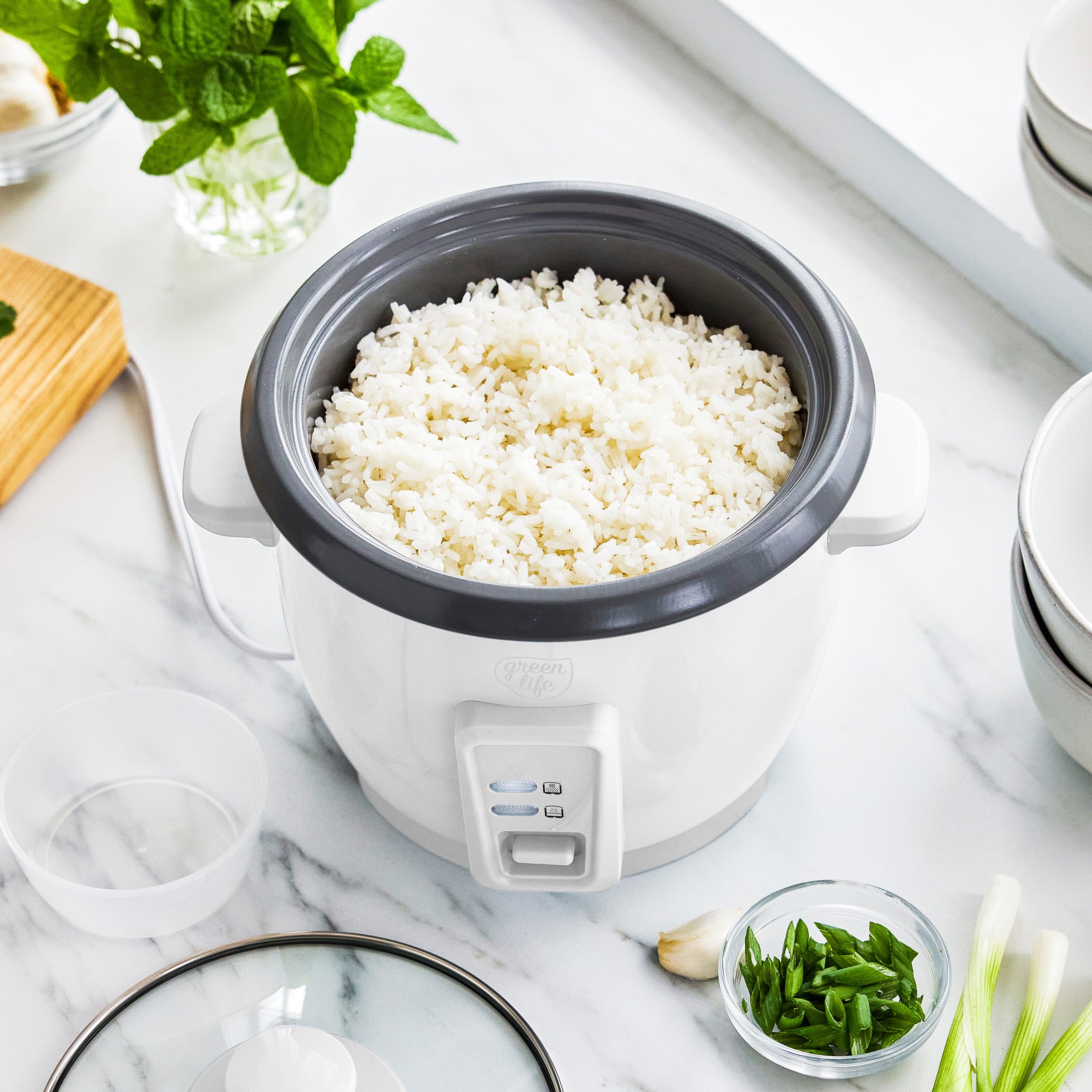 GreenLife 6-Cup Rice Cooker | White - Image 3