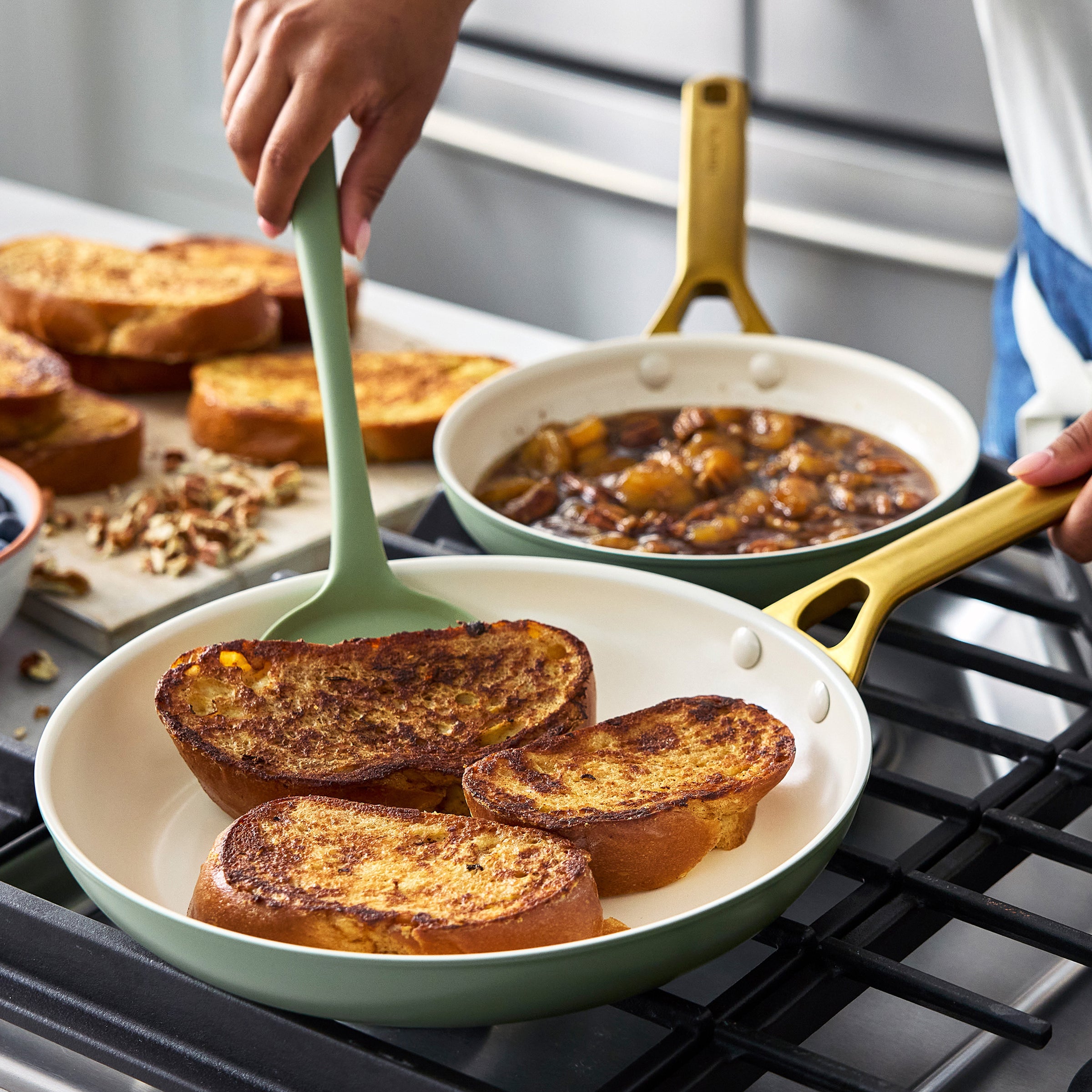 Reserve Pro Ceramic Nonstick 8. 10 and 12 Frypan Set | Sage - Image 4