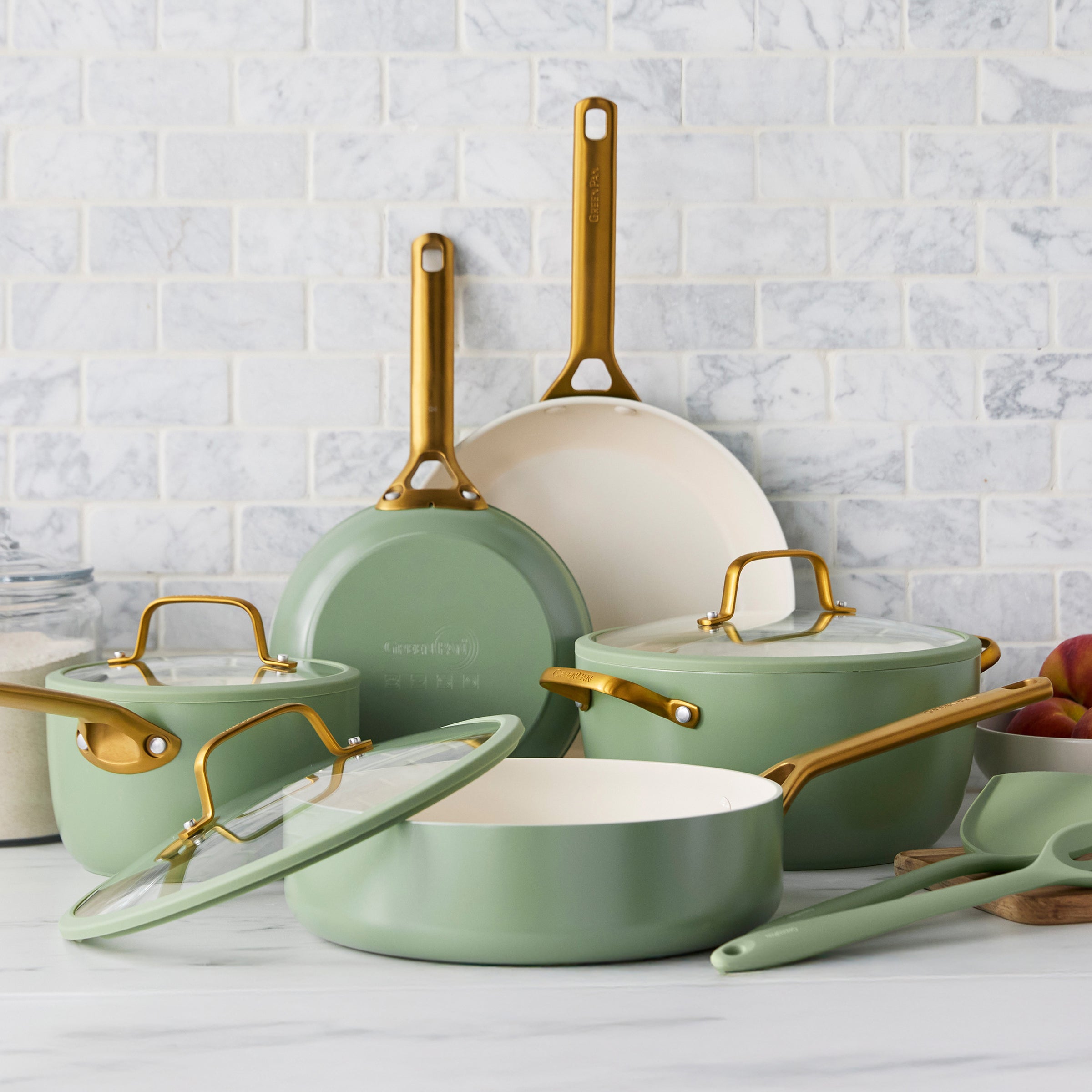 Reserve Pro Ceramic Nonstick 10-Piece Cookware Set | Sage - Image 2