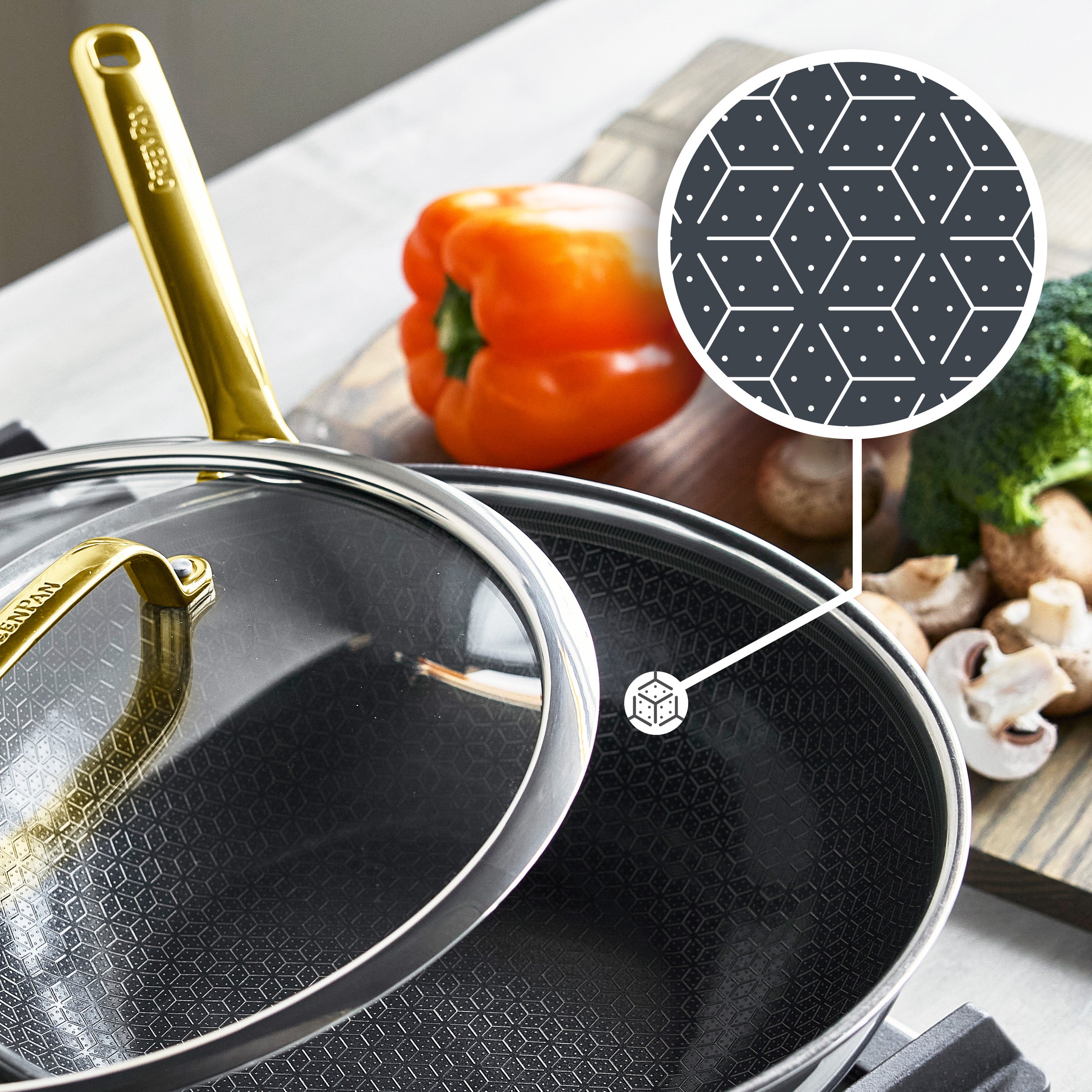 Spectra Gold Thermobond Hybrid Ceramic Nonstick 12 Wok with Lid - Image 3
