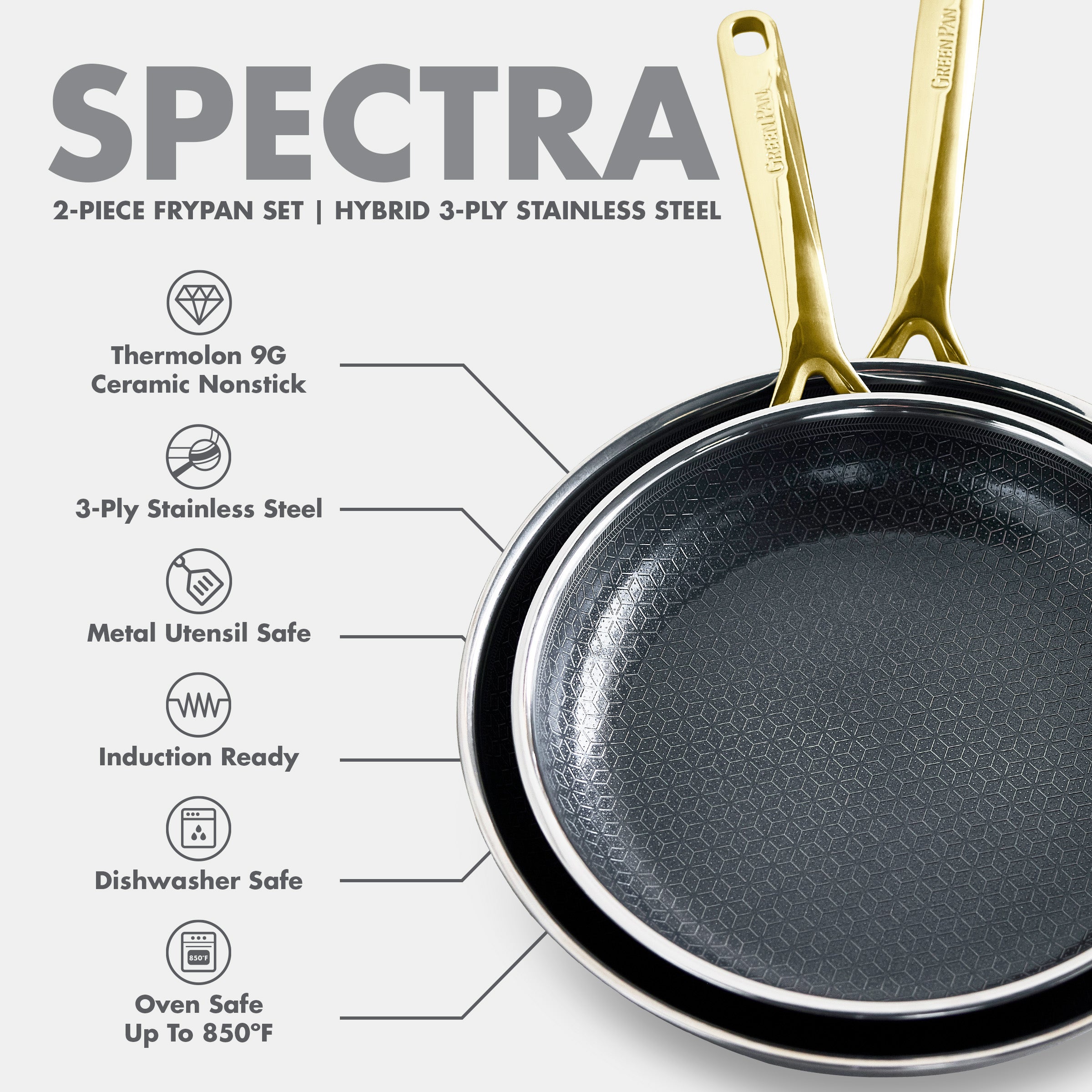 Spectra Gold Thermobond Hybrid Ceramic Nonstick 10 and 12 Frypan Set - Image 14
