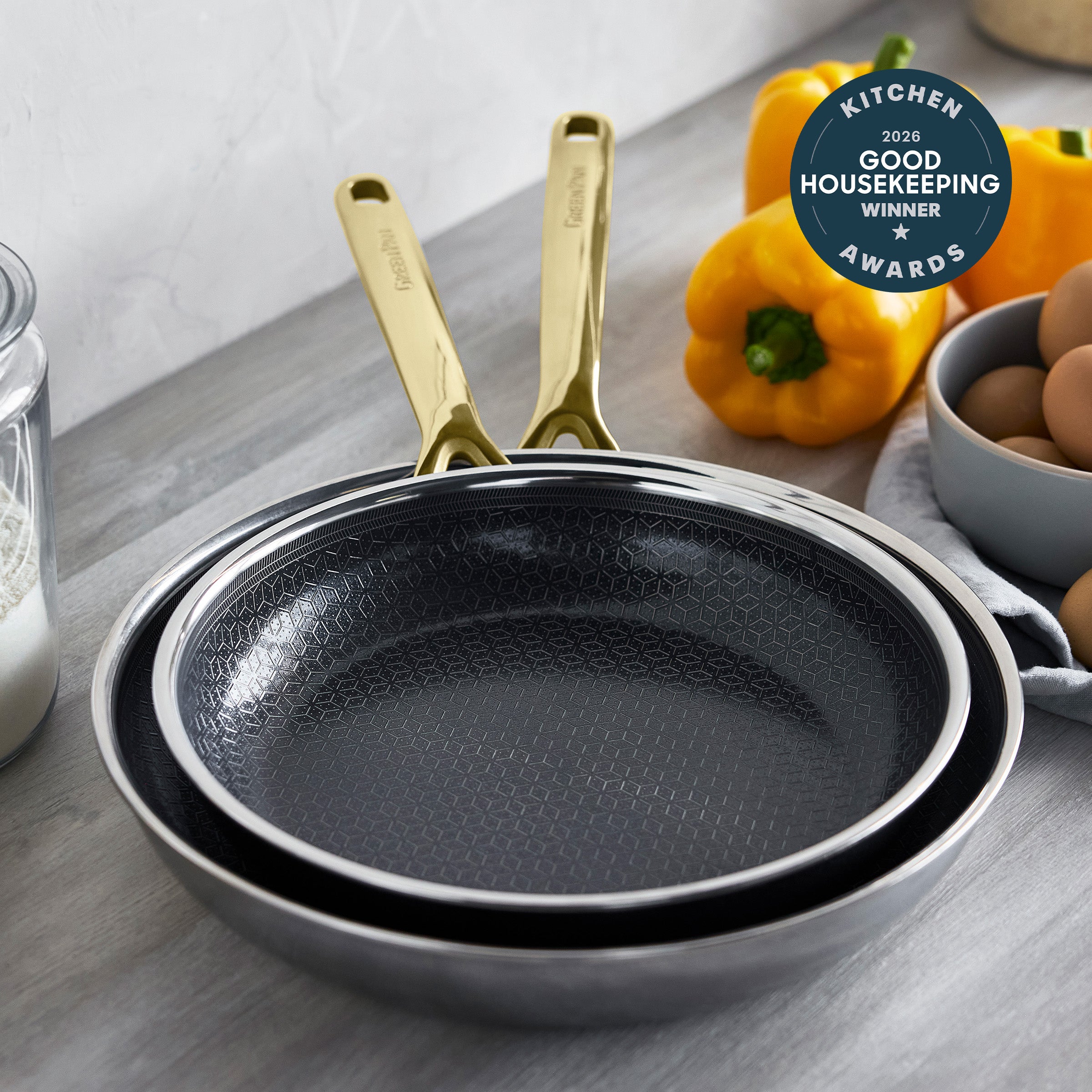 Spectra Gold Thermobond Hybrid Ceramic Nonstick 10 and 12 Frypan Set - Image 2