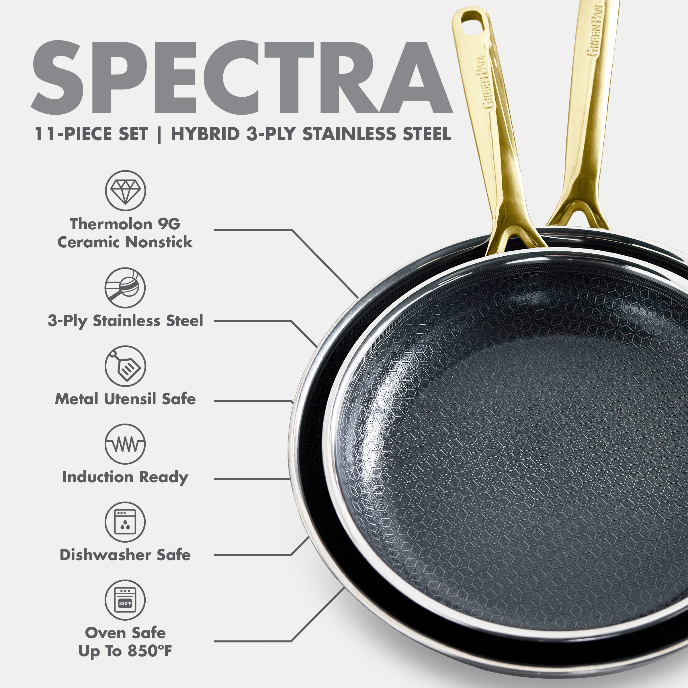 Spectra Gold Thermobond Hybrid Ceramic Nonstick 10-Piece Cookware Set - Image 17