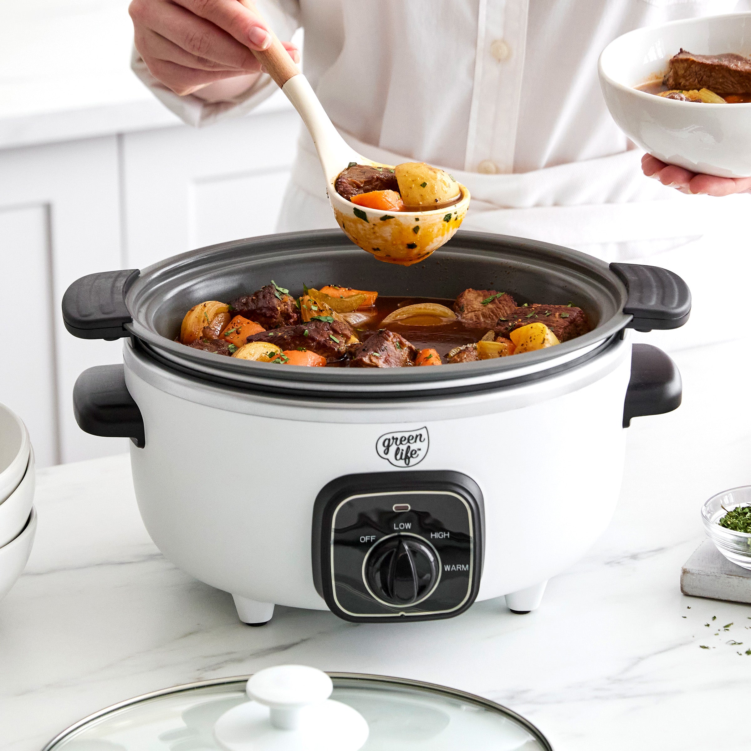 GreenLife Healthy 3.5-Quart Slow Cooker | White - Image 3