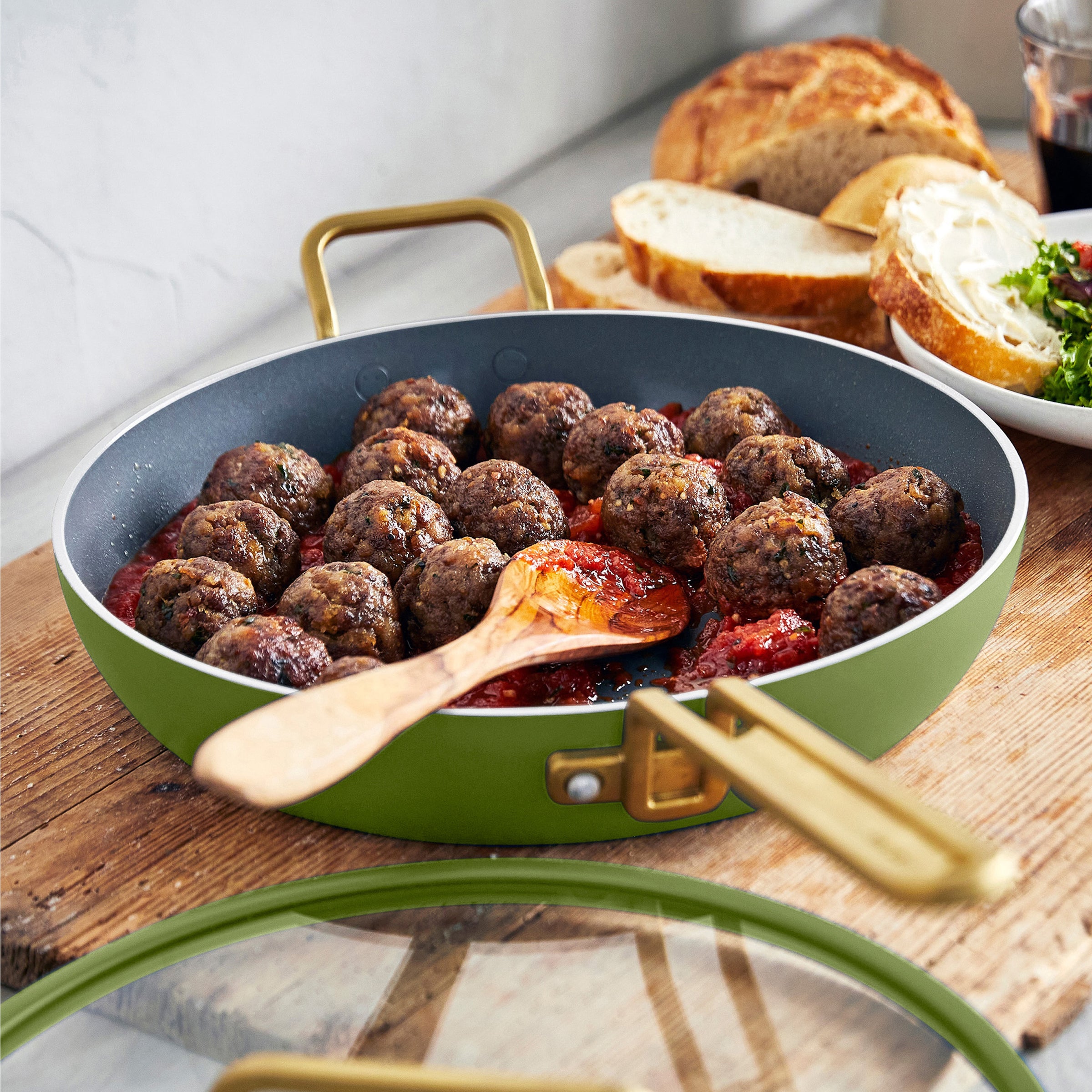 Stanley Tucci™ Ceramic Nonstick 12 Frypan with Lid | Tuscan Olive - Image 5
