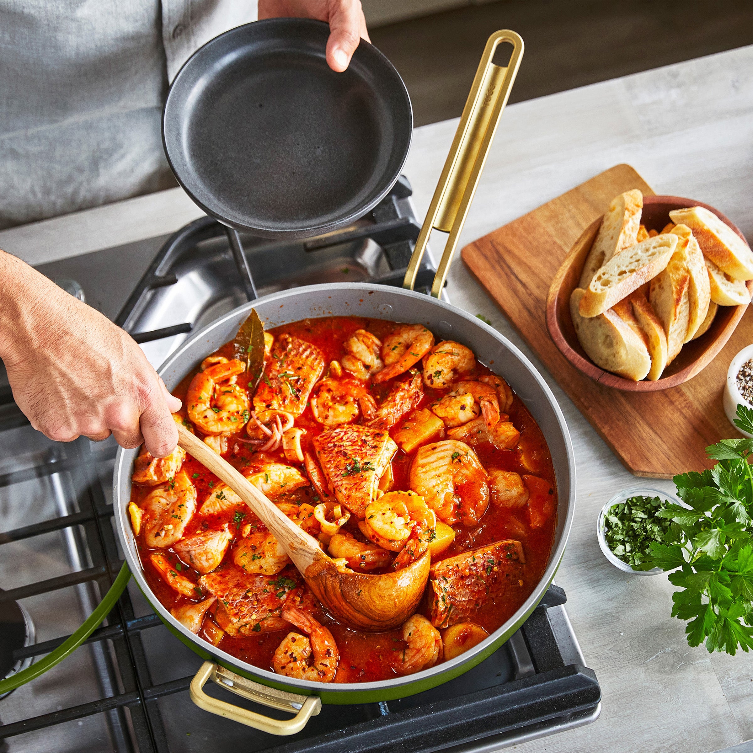 Stanley Tucci™ Ceramic Nonstick 6.5-Quart Essential Stanley Pan | Tuscan Olive - Image 6