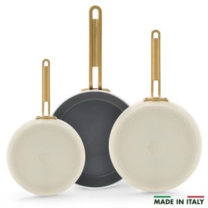 Stanley Tucci™ Ceramic Nonstick 8. 10 and 12 Frypan Set | Carrara White