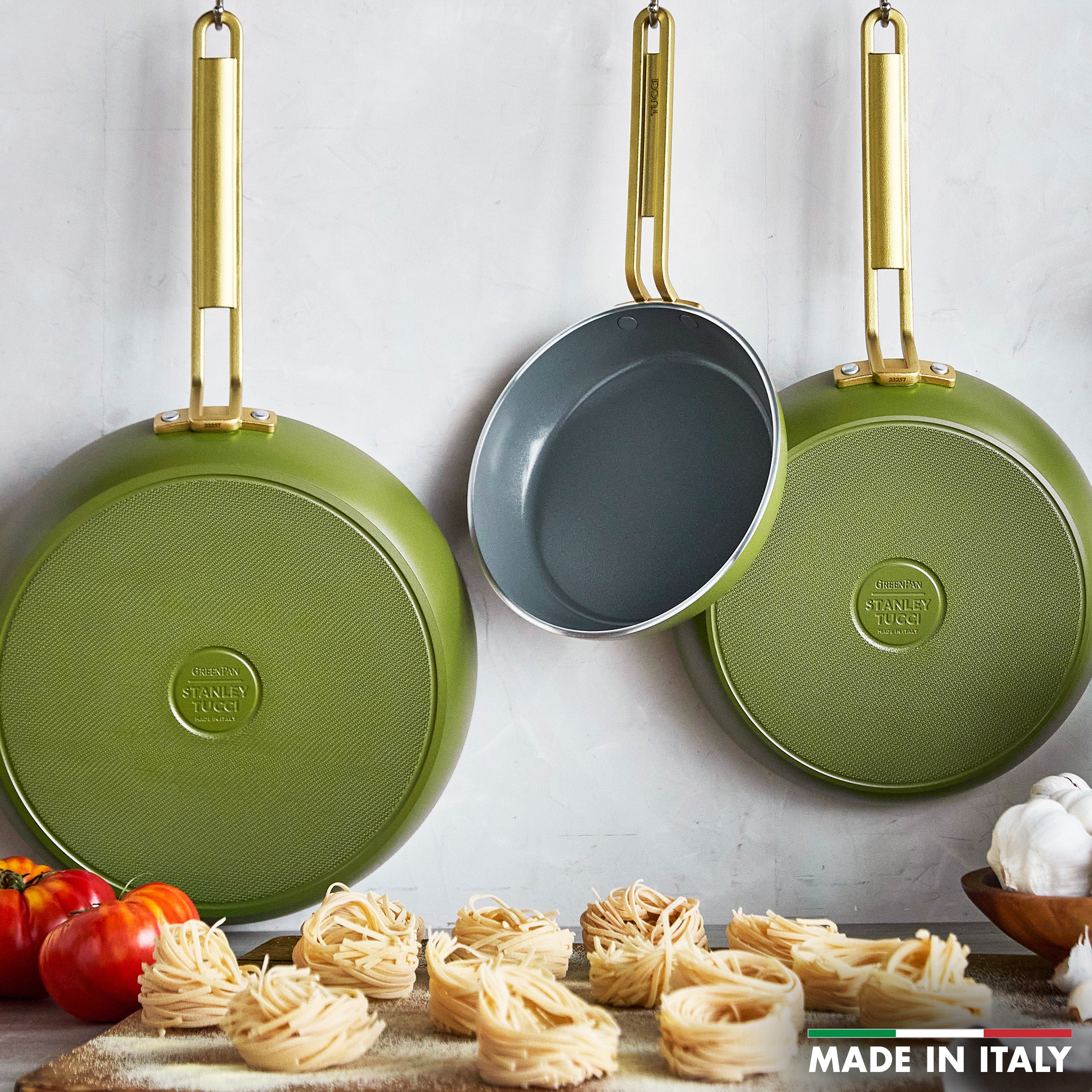 Stanley Tucci™ Ceramic Nonstick 8. 10 and 12 Frypan Set | Tuscan Olive - Image 3