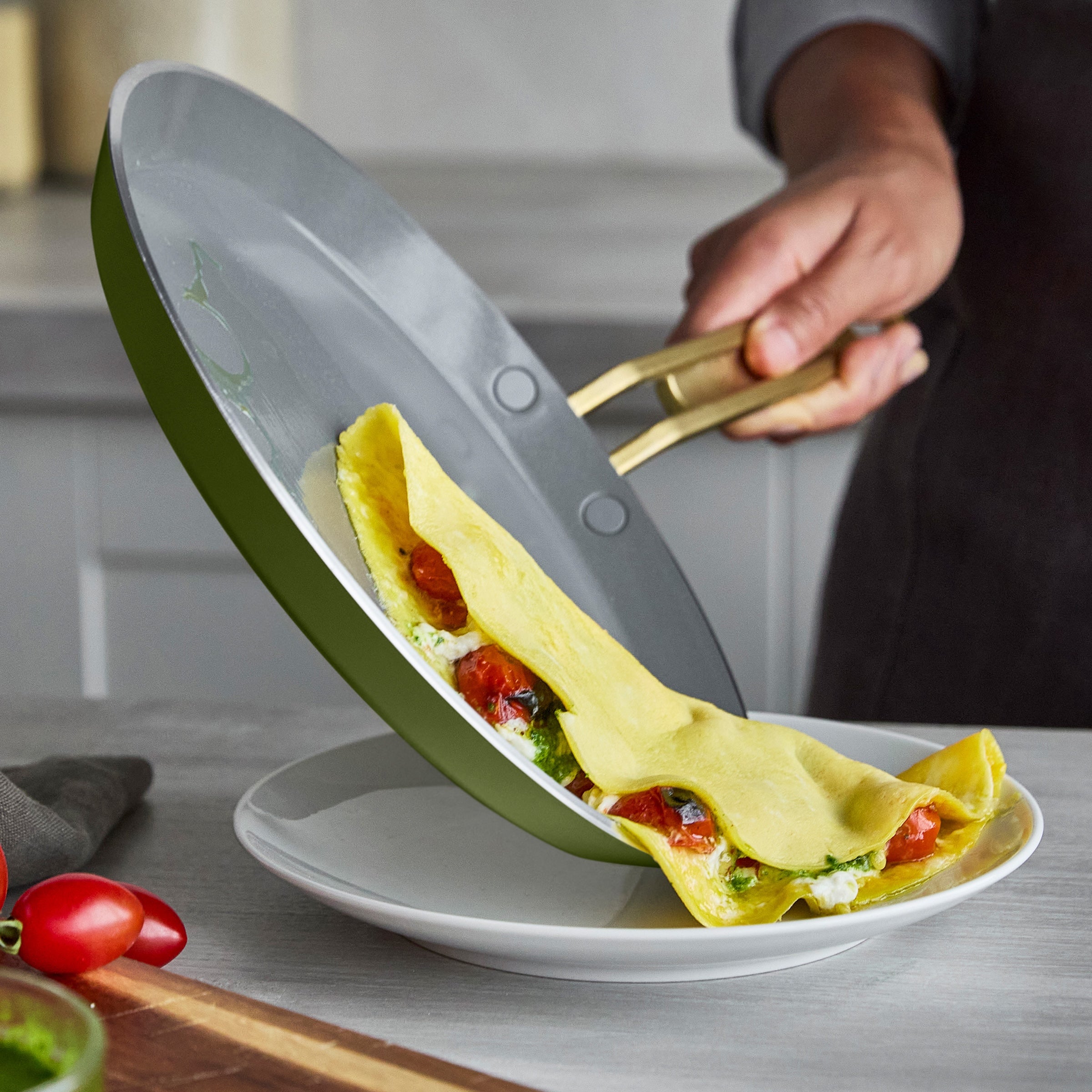 Stanley Tucci™ Ceramic Nonstick 10 Crepe and Omelette Pan | Tuscan Olive - Image 4