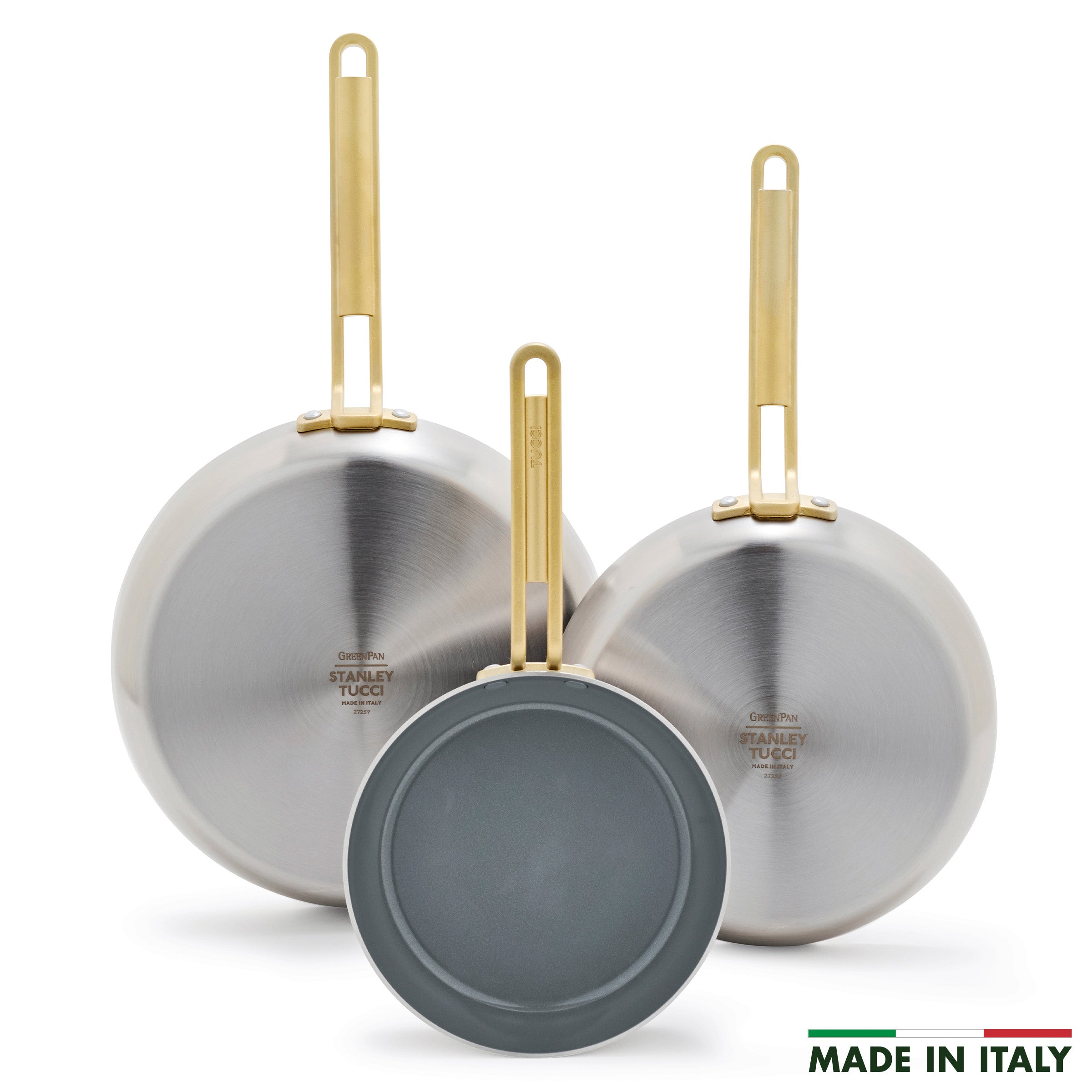 Stanley Tucci™ Stainless Steel Ceramic Nonstick 8. 10 and 12 Frypan Set