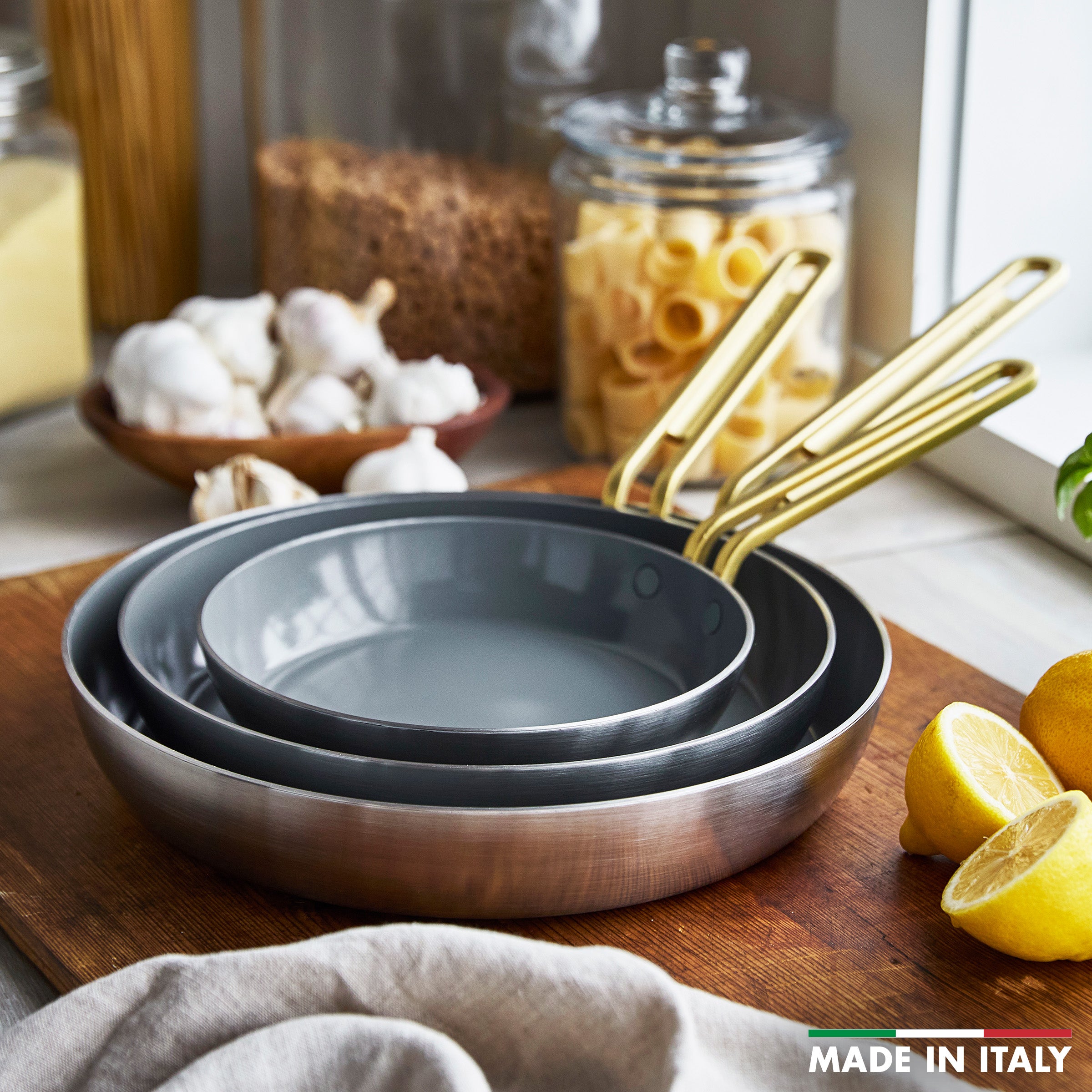 Stanley Tucci™ Stainless Steel Ceramic Nonstick 8. 10 and 12 Frypan Set - Image 3