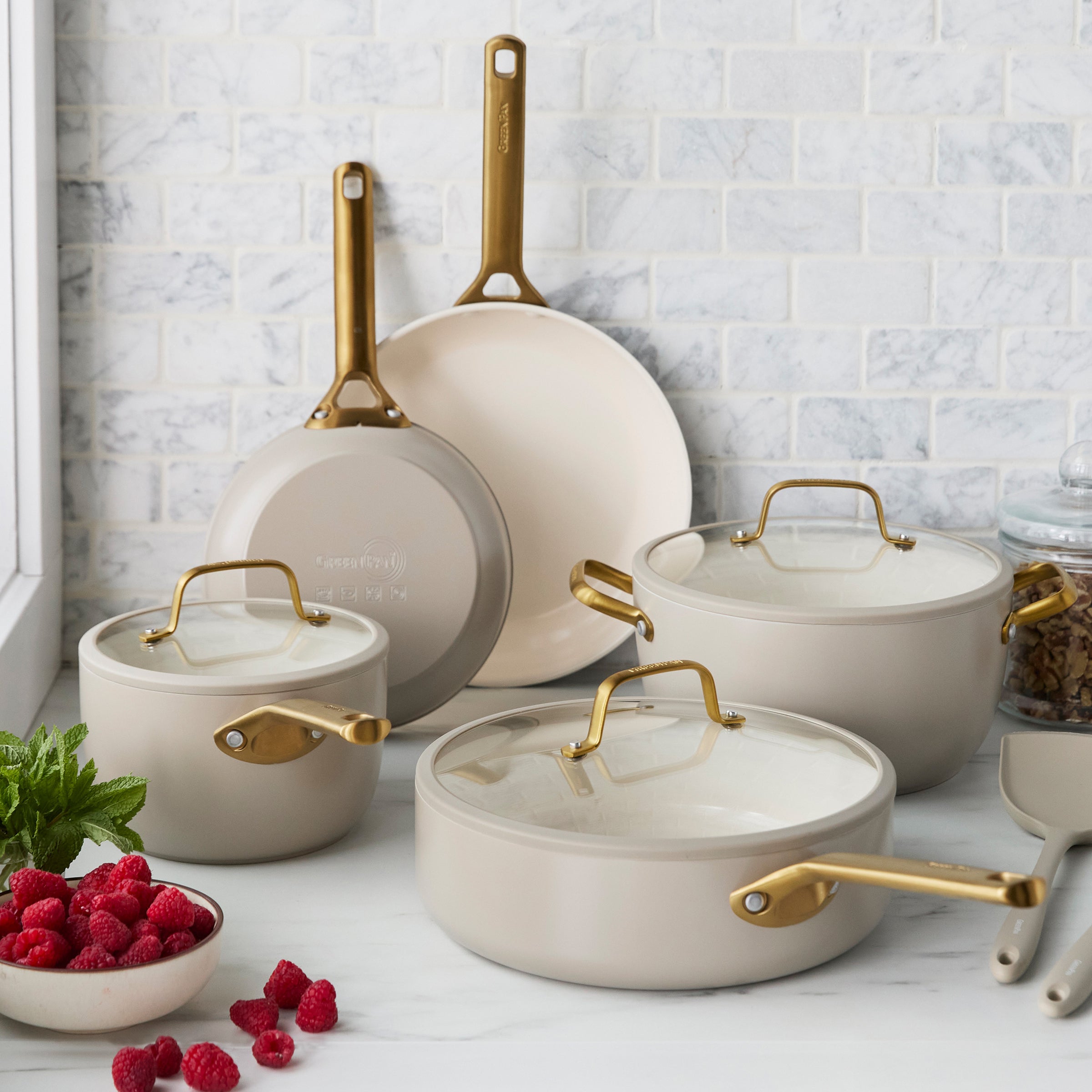 Reserve Pro Ceramic Nonstick 10-Piece Cookware Set | Macadamia - Image 2