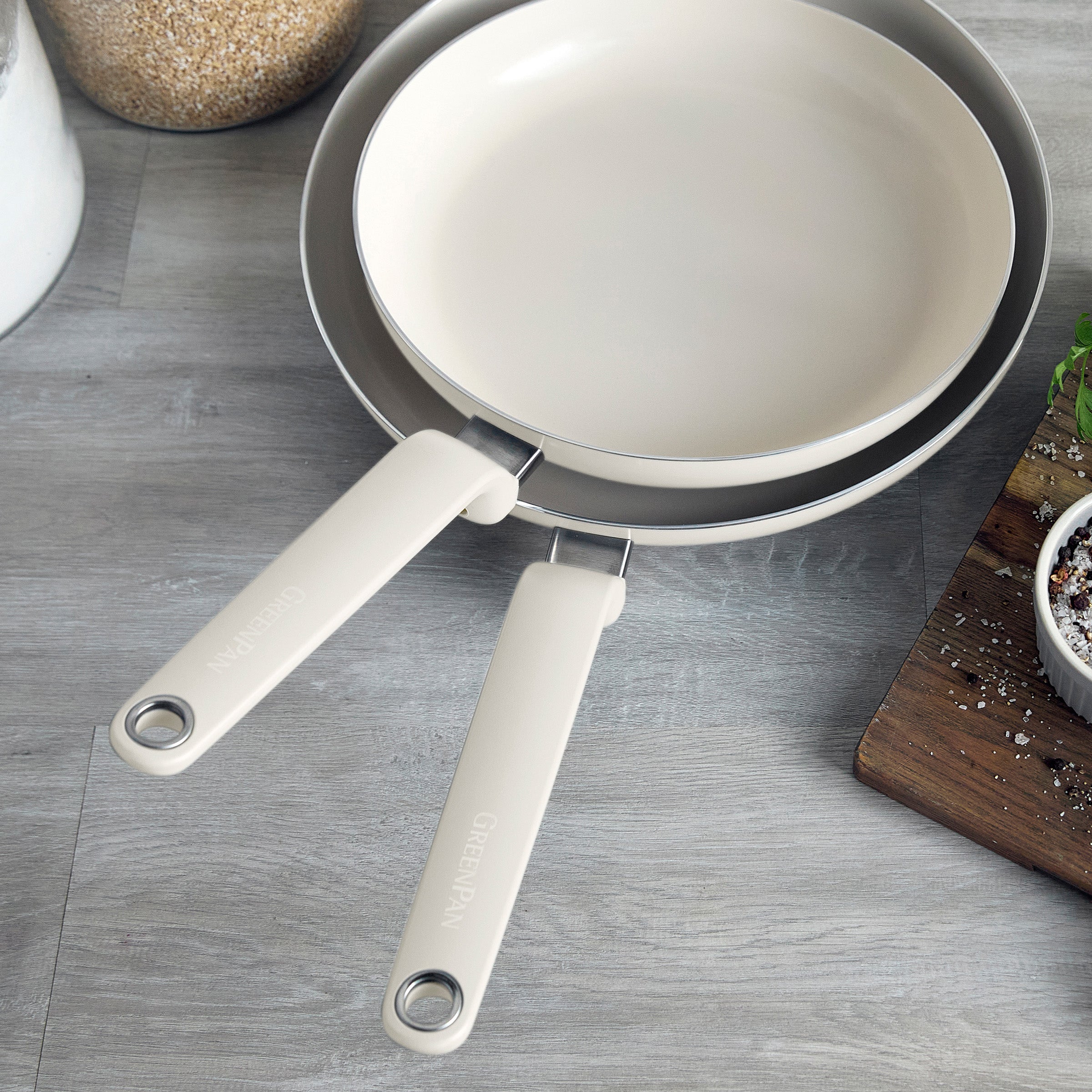 Rio Advanced Ceramic Nonstick 10 & 12 Frypan Set | Cream - Image 5