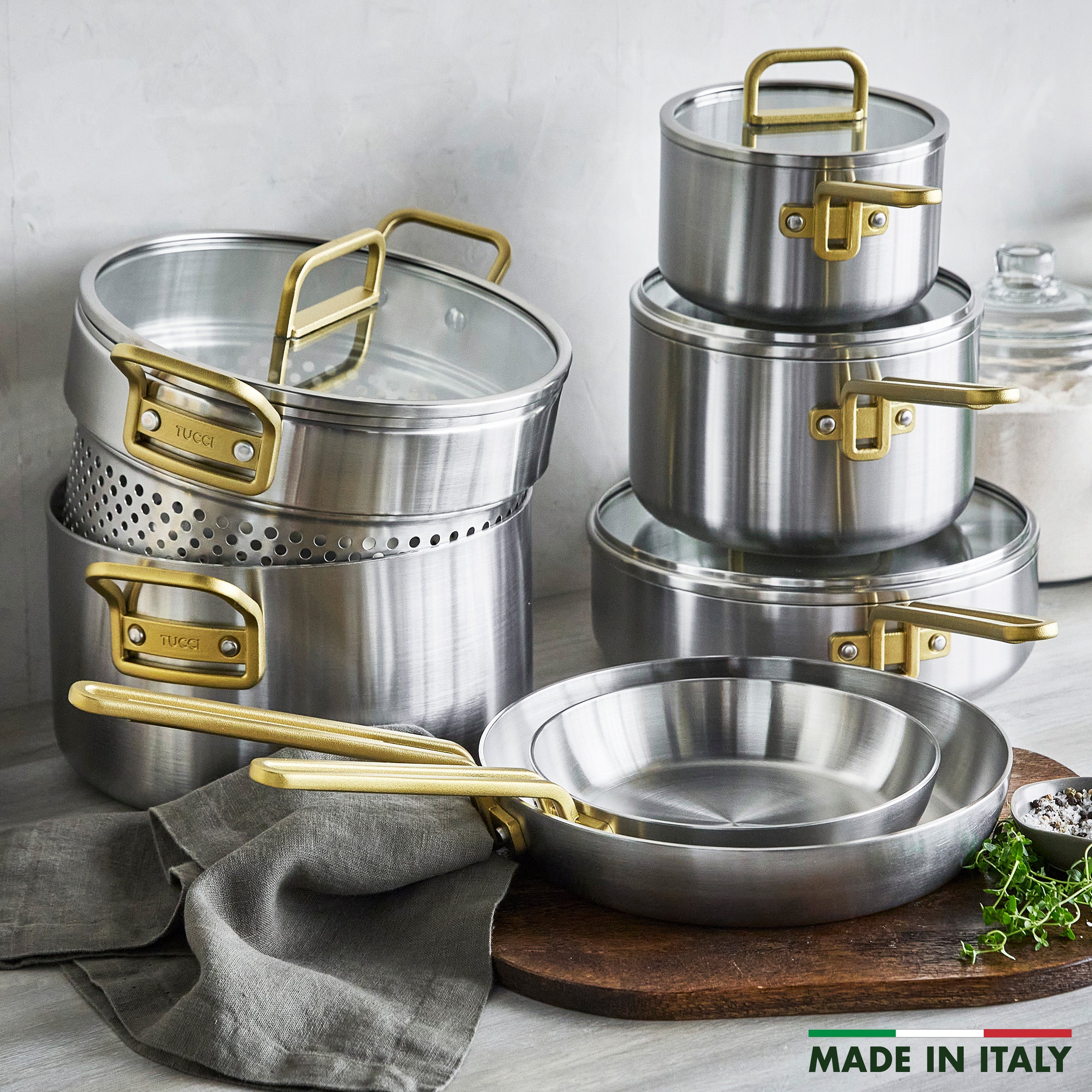 Stanley Tucci™ Uncoated Stainless Steel 11-Piece Cookware Set - Image 3