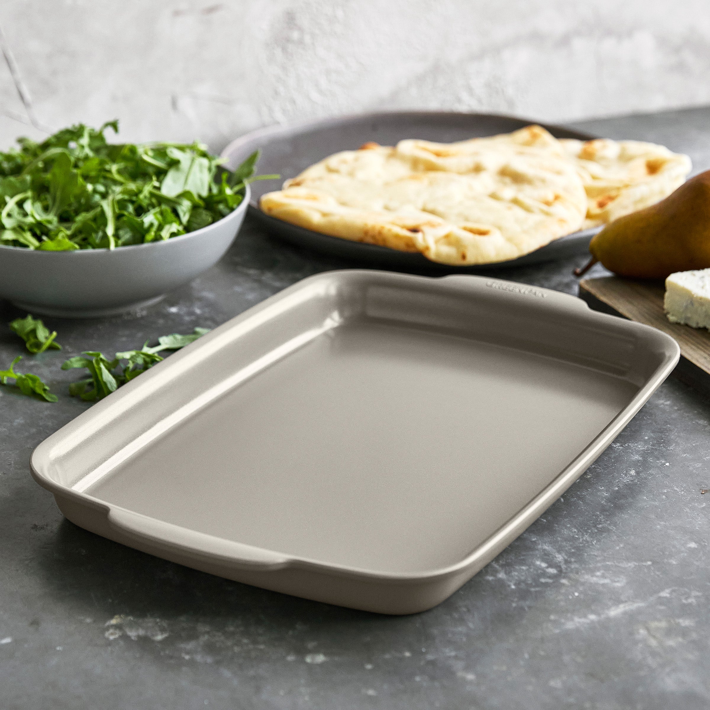 Premiere Ovenware Ceramic Nonstick 13 x 9 Quarter Sheet Pan Set | Taupe - Image 2
