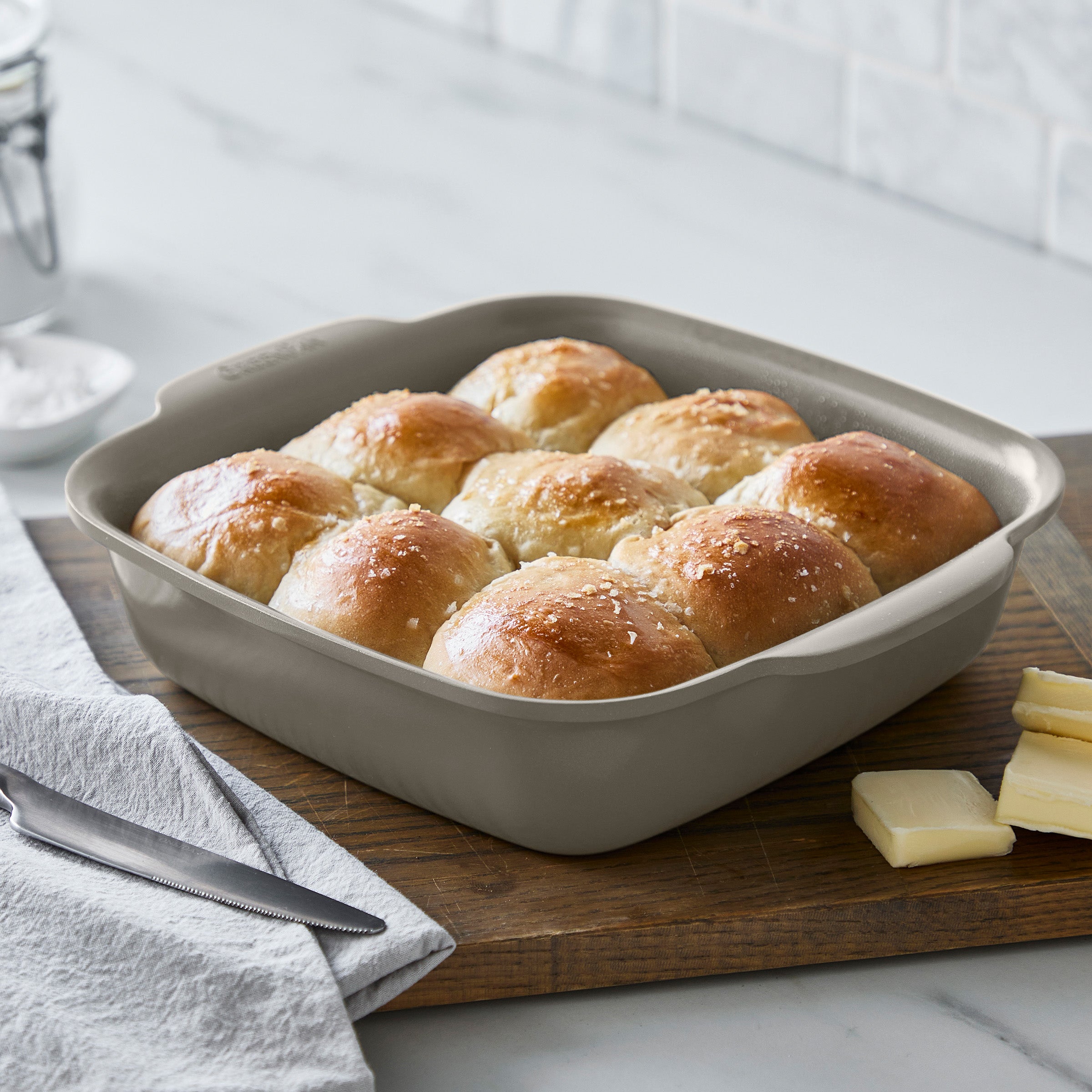 Premiere Ovenware Ceramic Nonstick 2-Piece Cake Pan Set | Taupe - Image 4