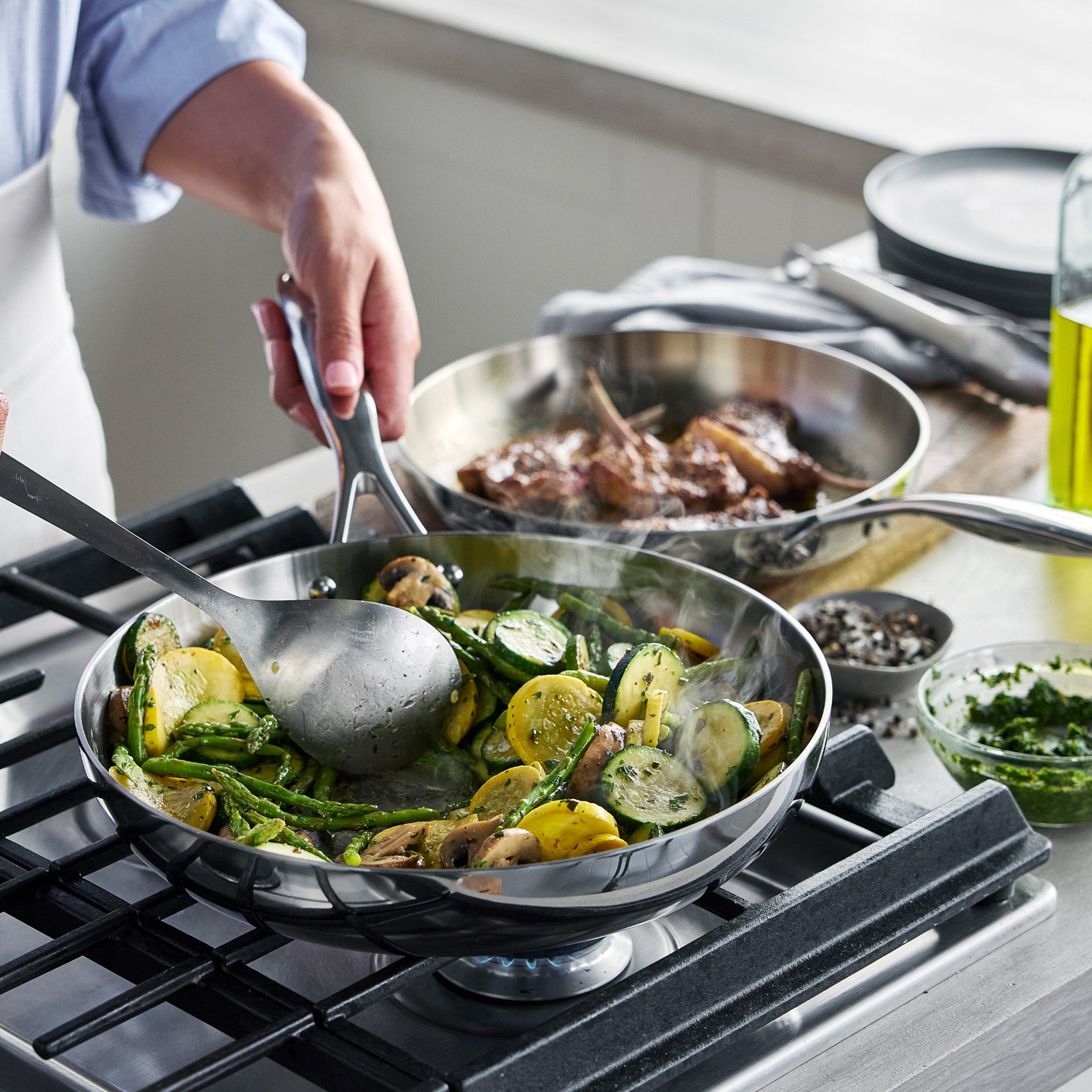 Valencia Pro Stainless Steel Uncoated 8. 9.5 and 11 Frypan Set - Image 3