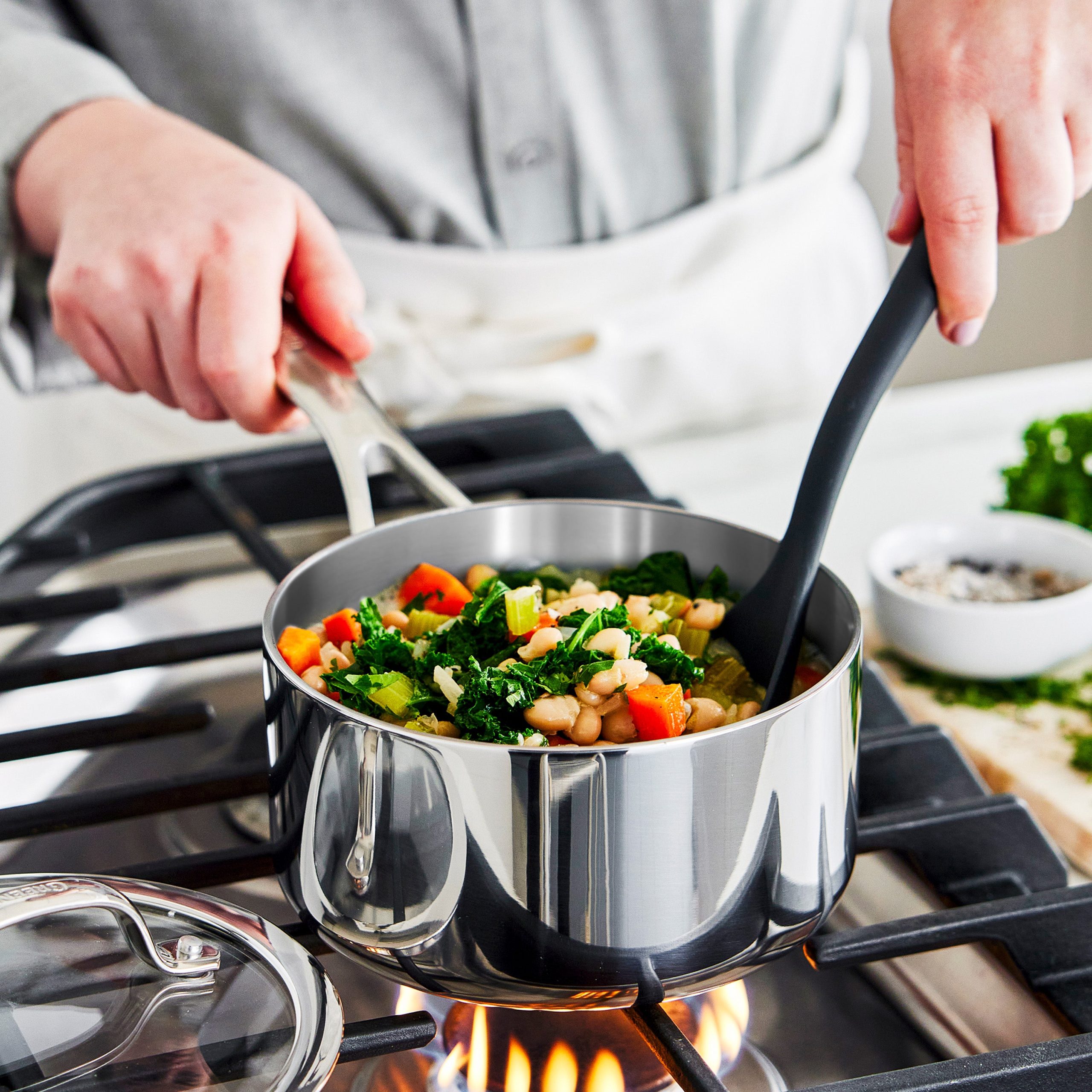 Valencia Pro Stainless Steel Uncoated 10-Piece Cookware Set - Image 4