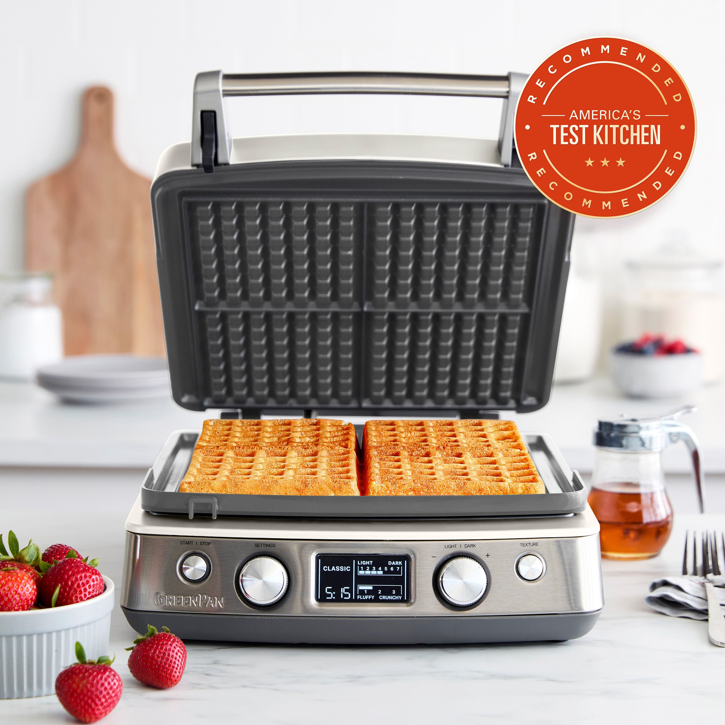 Elite Ceramic Nonstick 4-Square Waffle Maker | Cloud Cream - Image 2