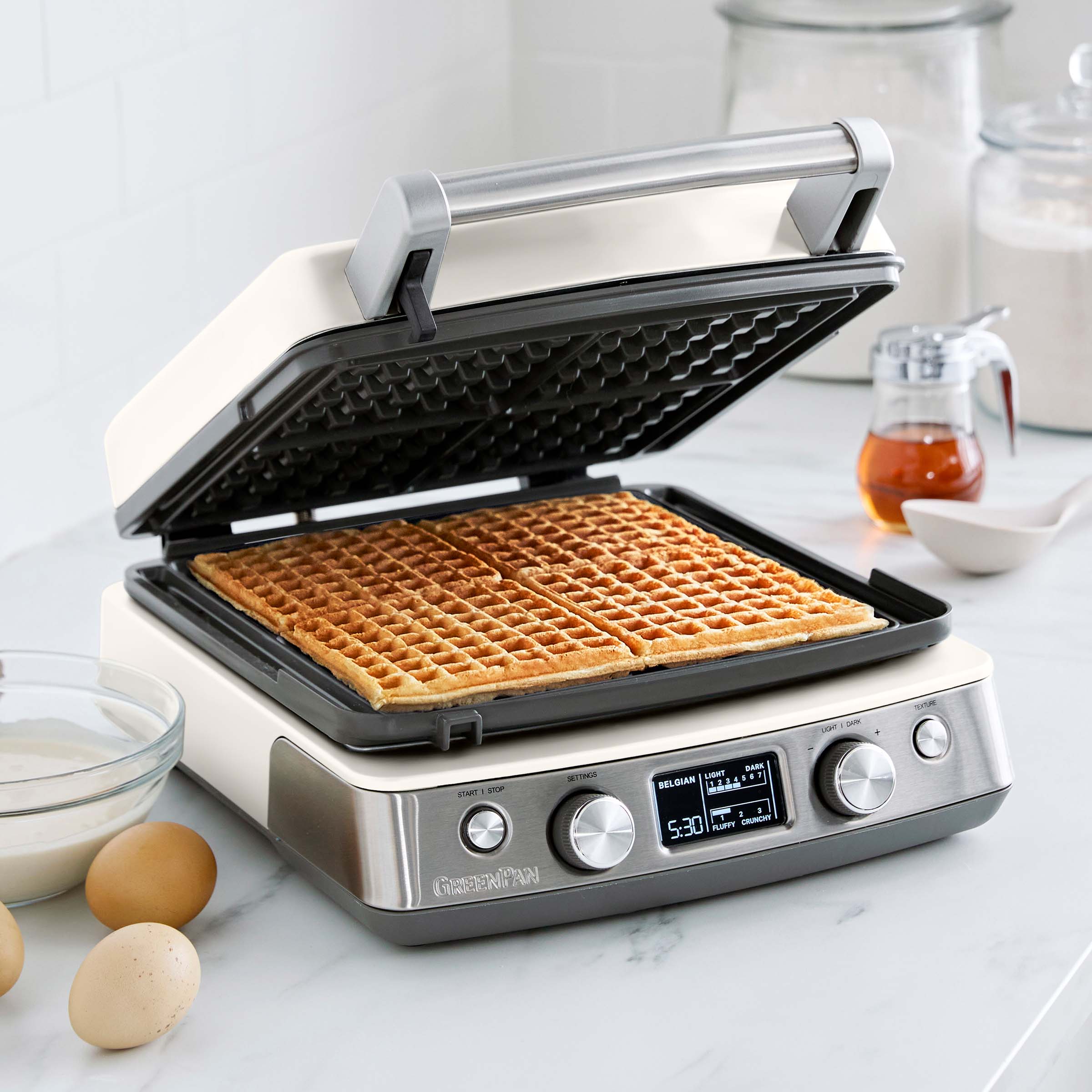 Elite Ceramic Nonstick 4-Square Waffle Maker | Cloud Cream - Image 7