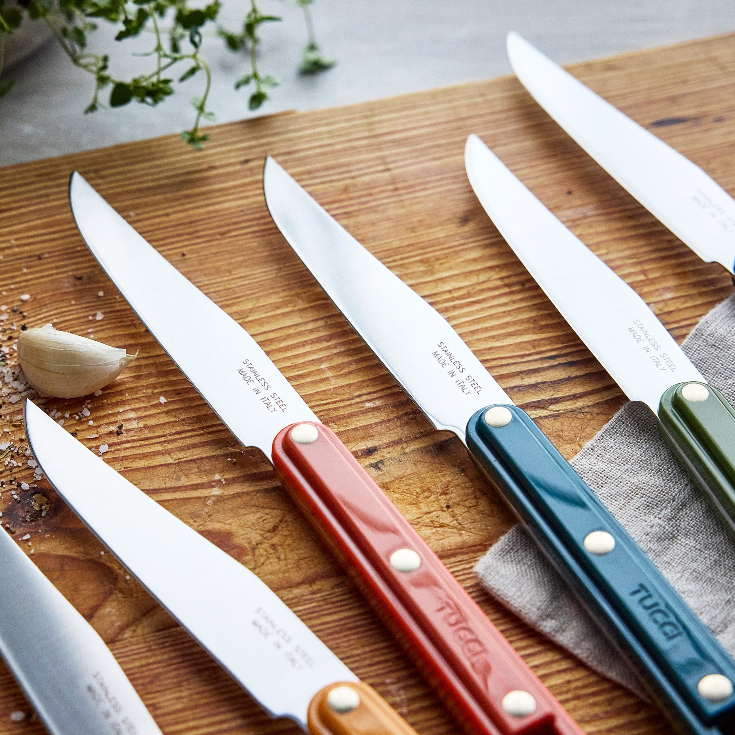 Stanley Tucci™ 6-Piece Steak Knife Set with Wood Tray | Multicolor - Image 8