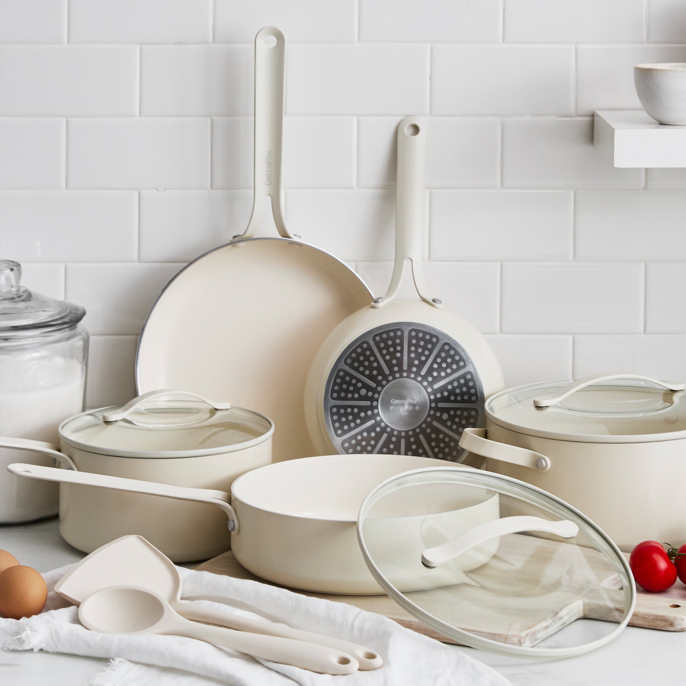 Nova Gallery Ceramic Nonstick 10-Piece Cookware Set | Cream - Image 2