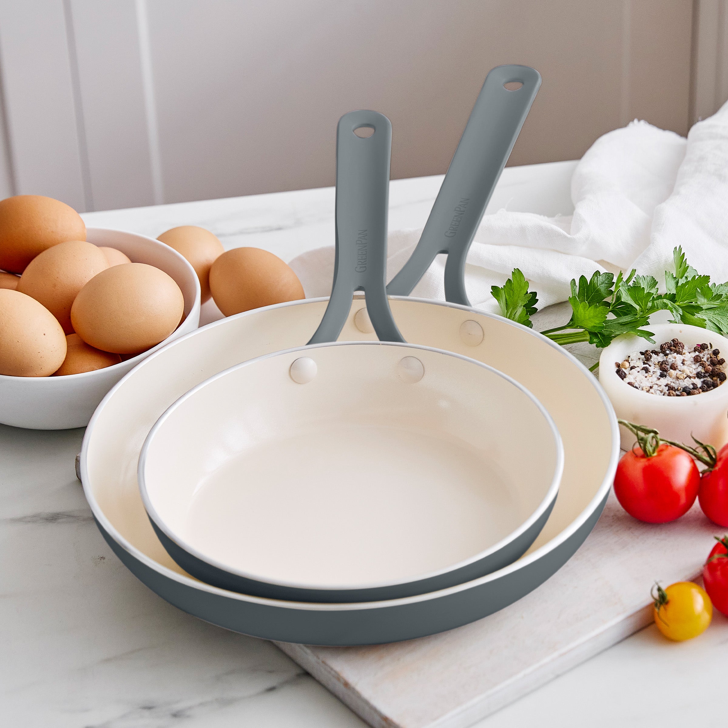 Nova Gallery Ceramic Nonstick 8 and 10 Frypan Set | Gray - Image 2