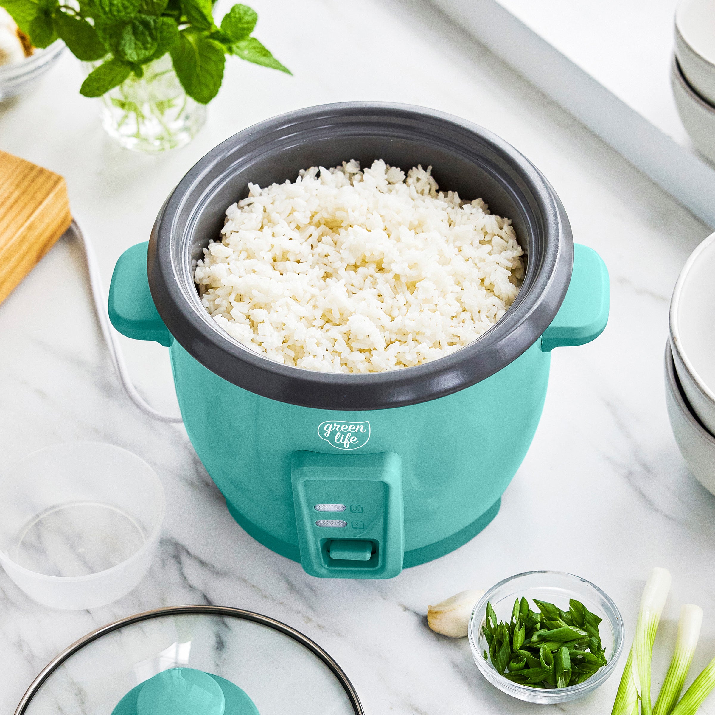 GreenLife 6-Cup Rice Cooker | Turquoise - Image 3