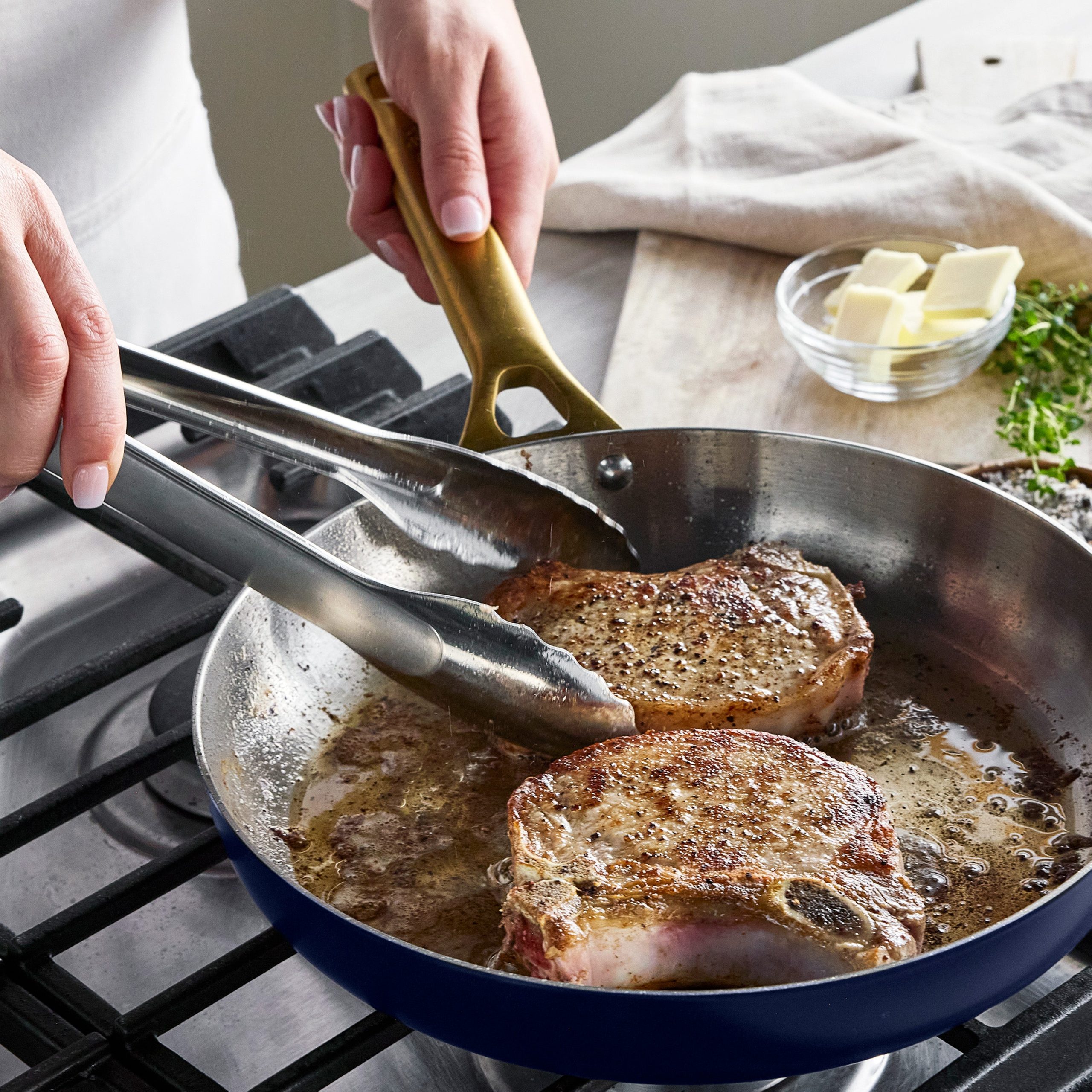 Reserve Pro Uncoated Stainless Steel 10 and 12 Frypan Set | Twilight - Image 6