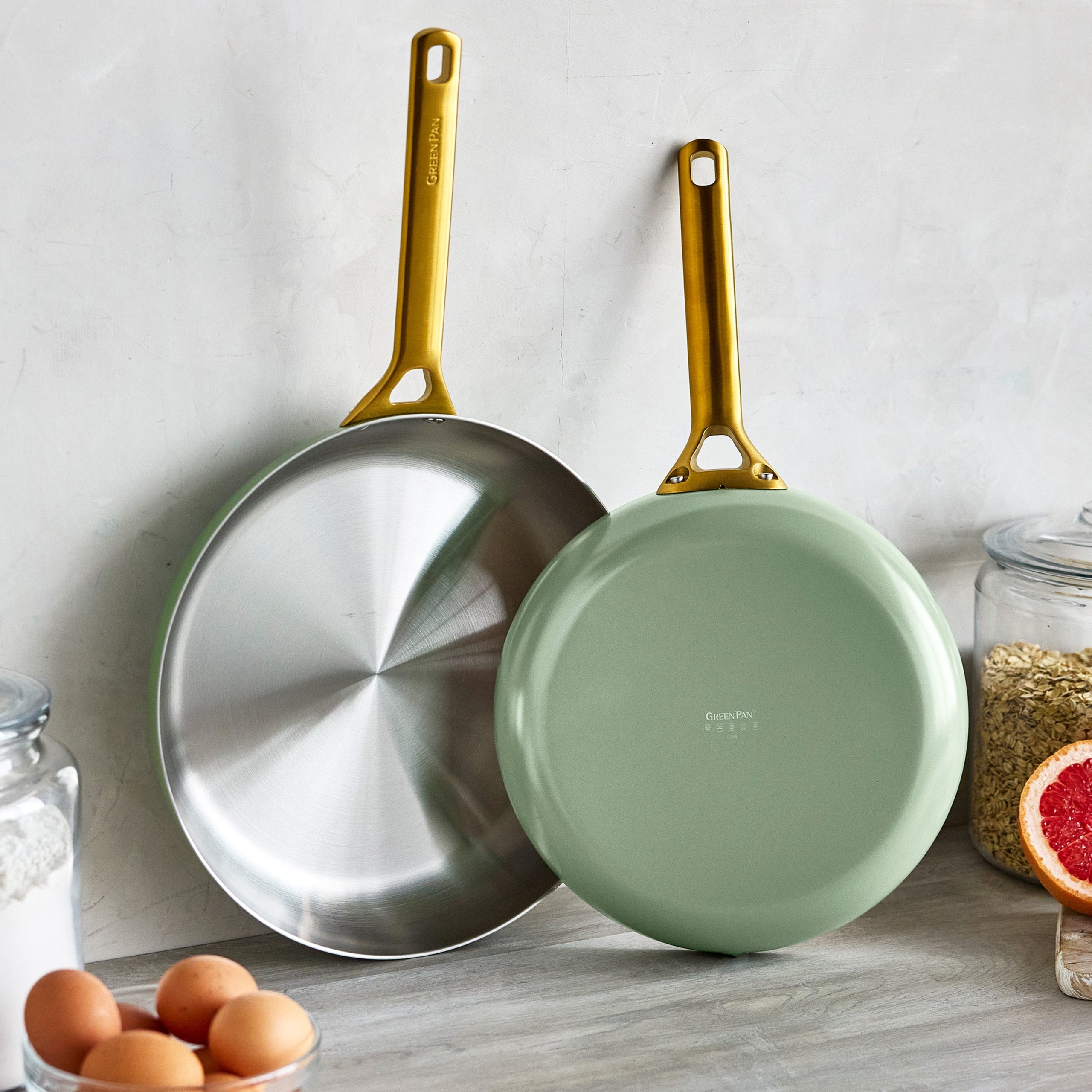 Reserve Pro Uncoated Stainless Steel 10 and 12 Frypan Set | Sage - Image 2