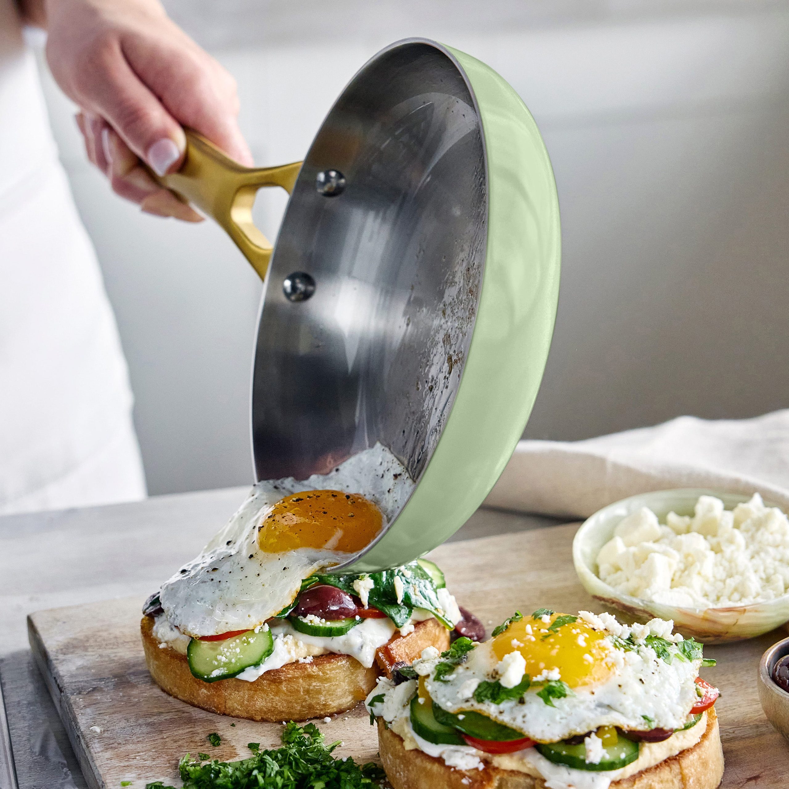 Reserve Pro Uncoated Stainless Steel 10 and 12 Frypan Set | Sage - Image 3