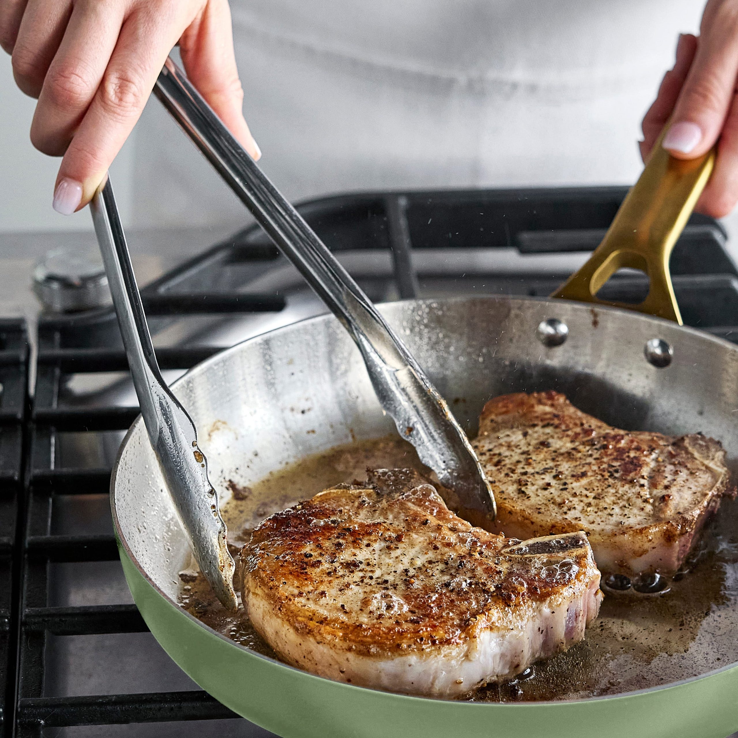 Reserve Pro Uncoated Stainless Steel 10 and 12 Frypan Set | Sage - Image 6