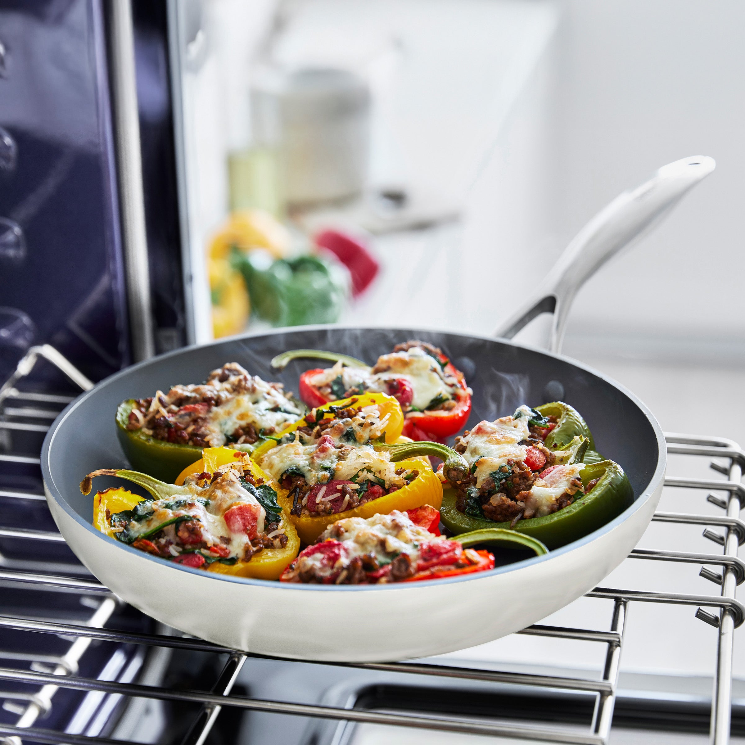 Valencia Pro Ceramic Nonstick 9.5 and 11 Frypan Set | Cream - Image 6